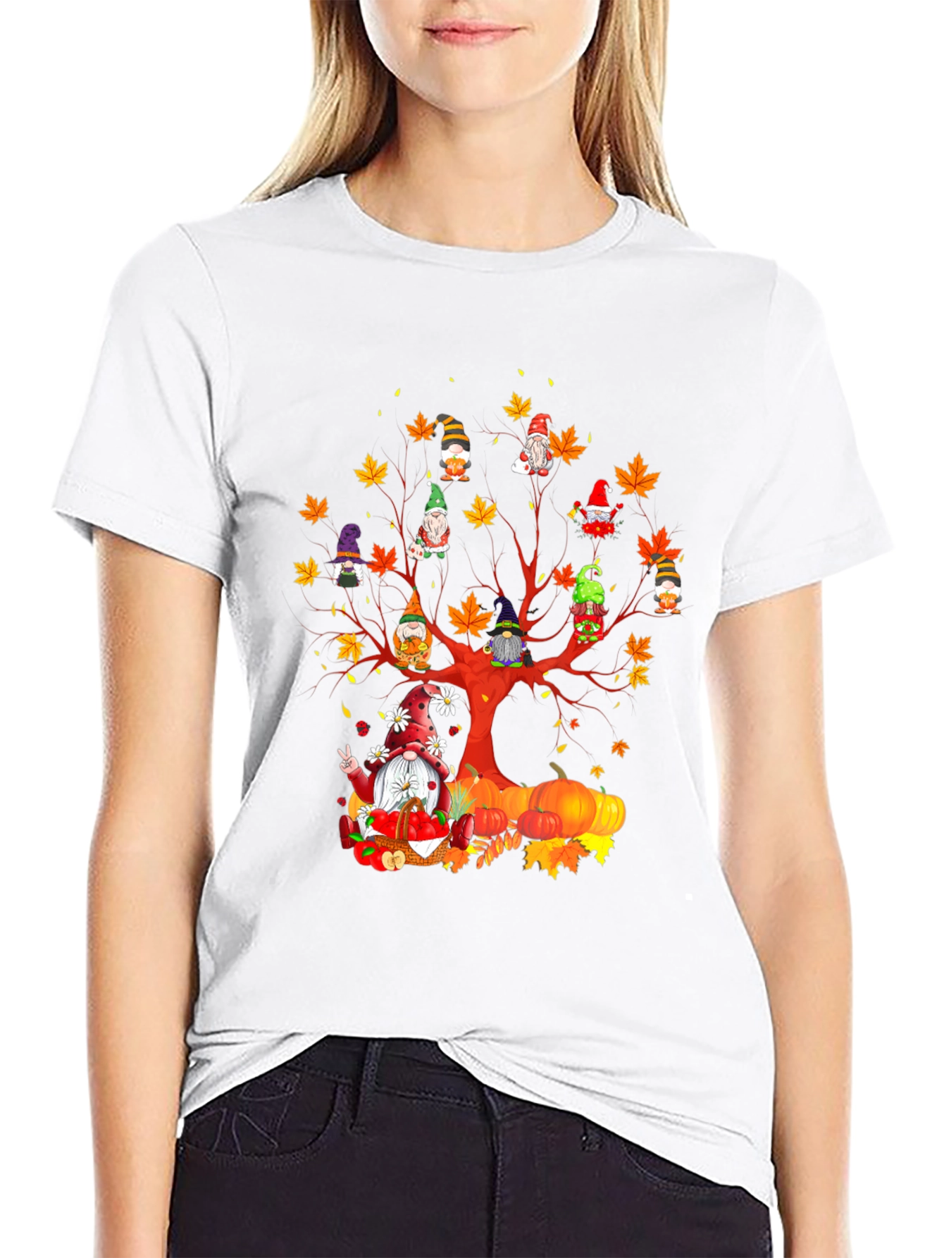 Fall Gnomes T-Shirt - Autumn Harvest Tree Design