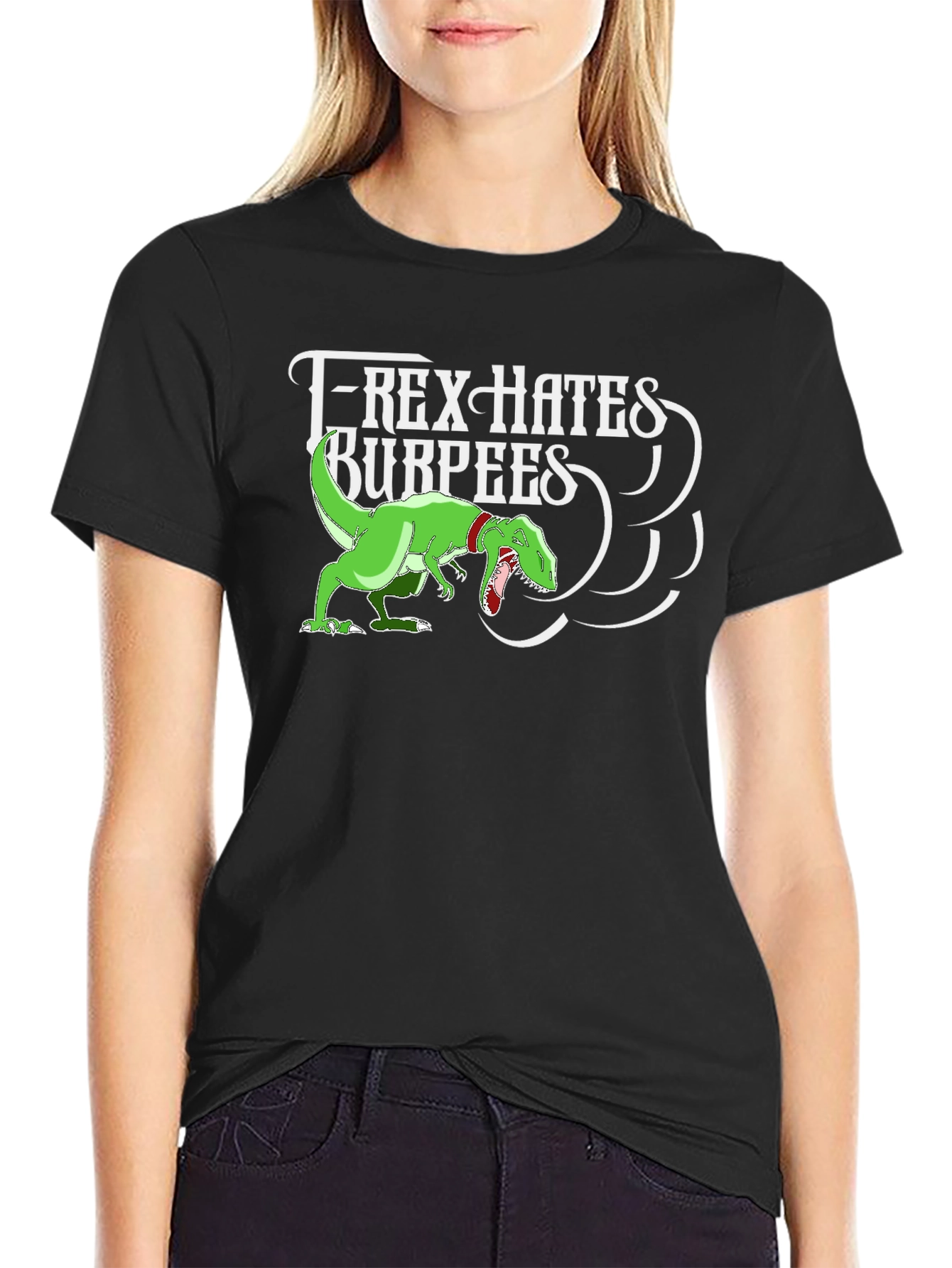 T-Rex Hates Burpees Graphic Tee - Black