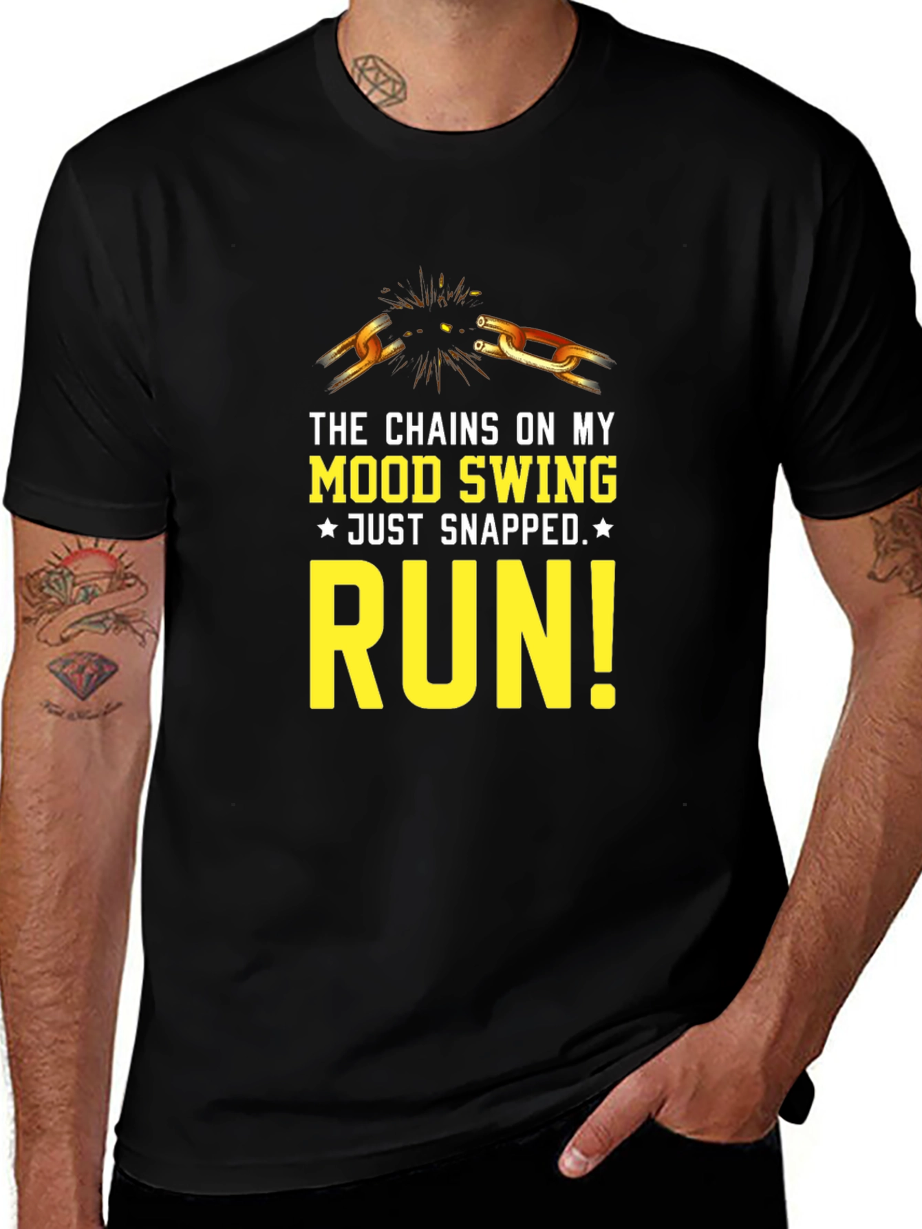 Mood Swing Snapped Run Graphic Tee - Black
