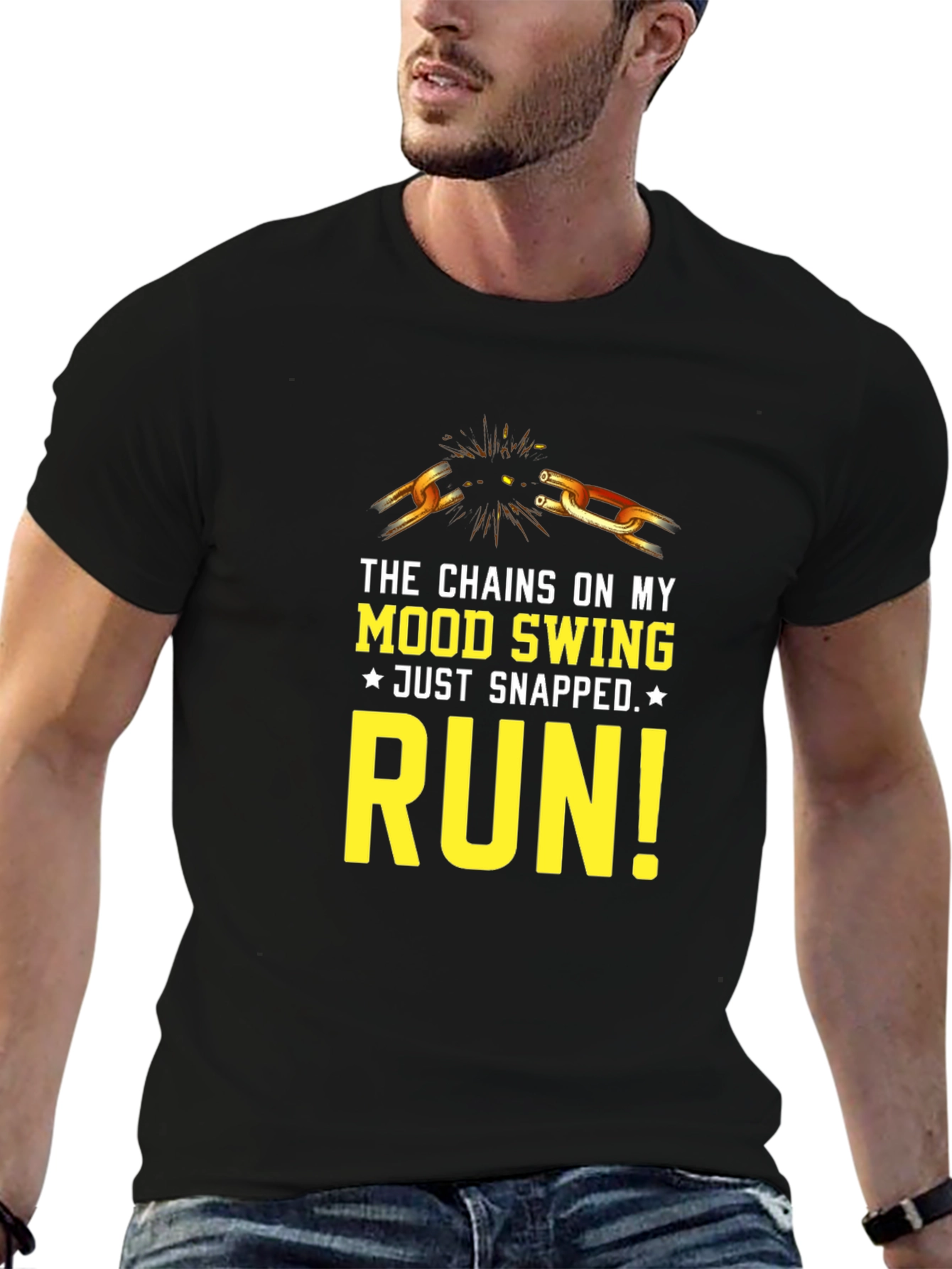 Mood Swing Snapped Run Graphic Tee - Black