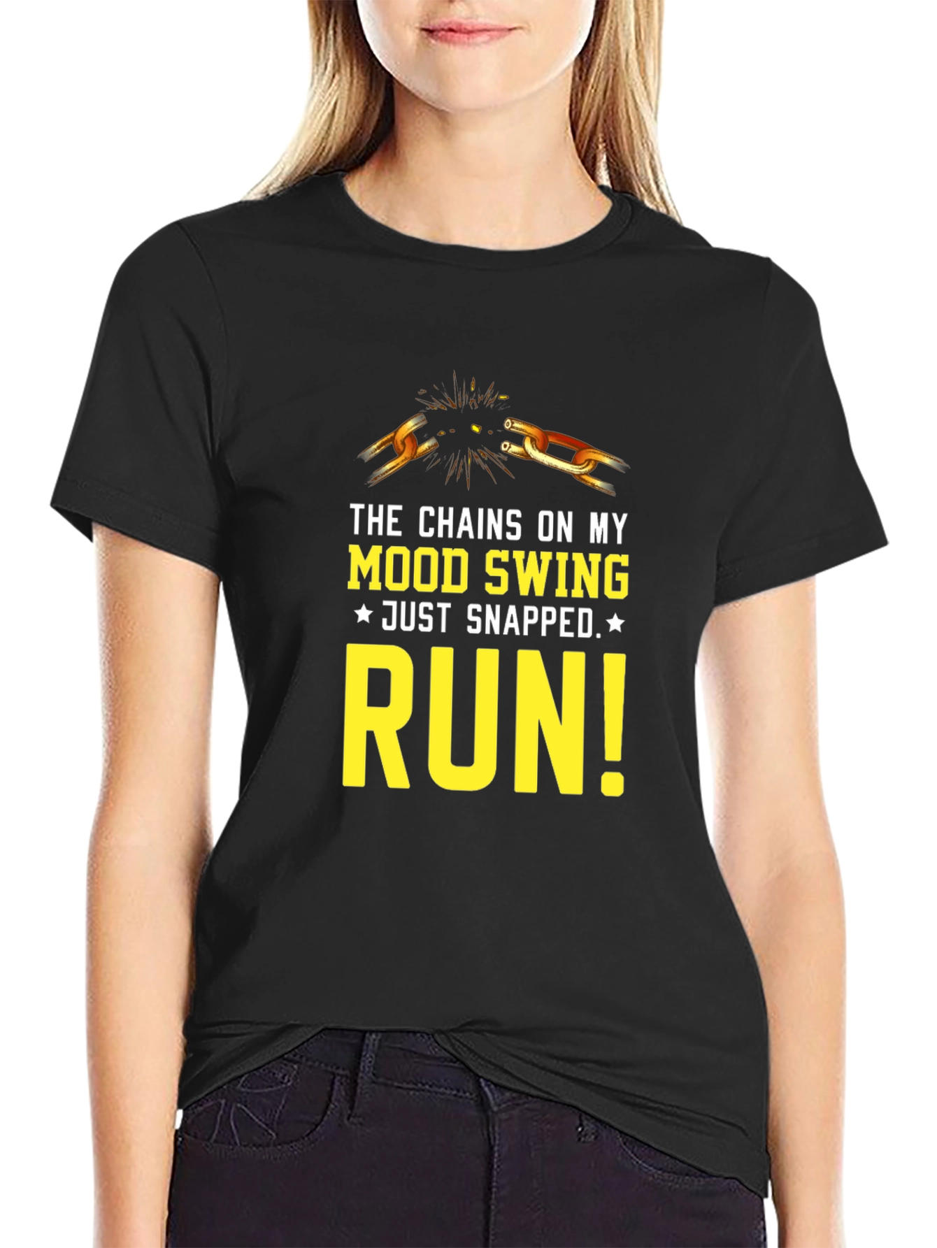 Mood Swing Snapped Run Graphic Tee - Black
