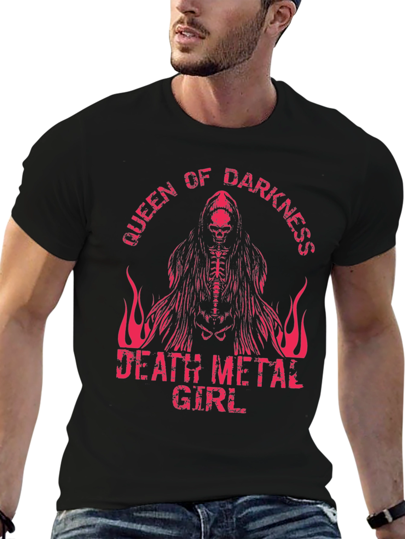 Queen of Darkness Death Metal Girl Graphic Tee