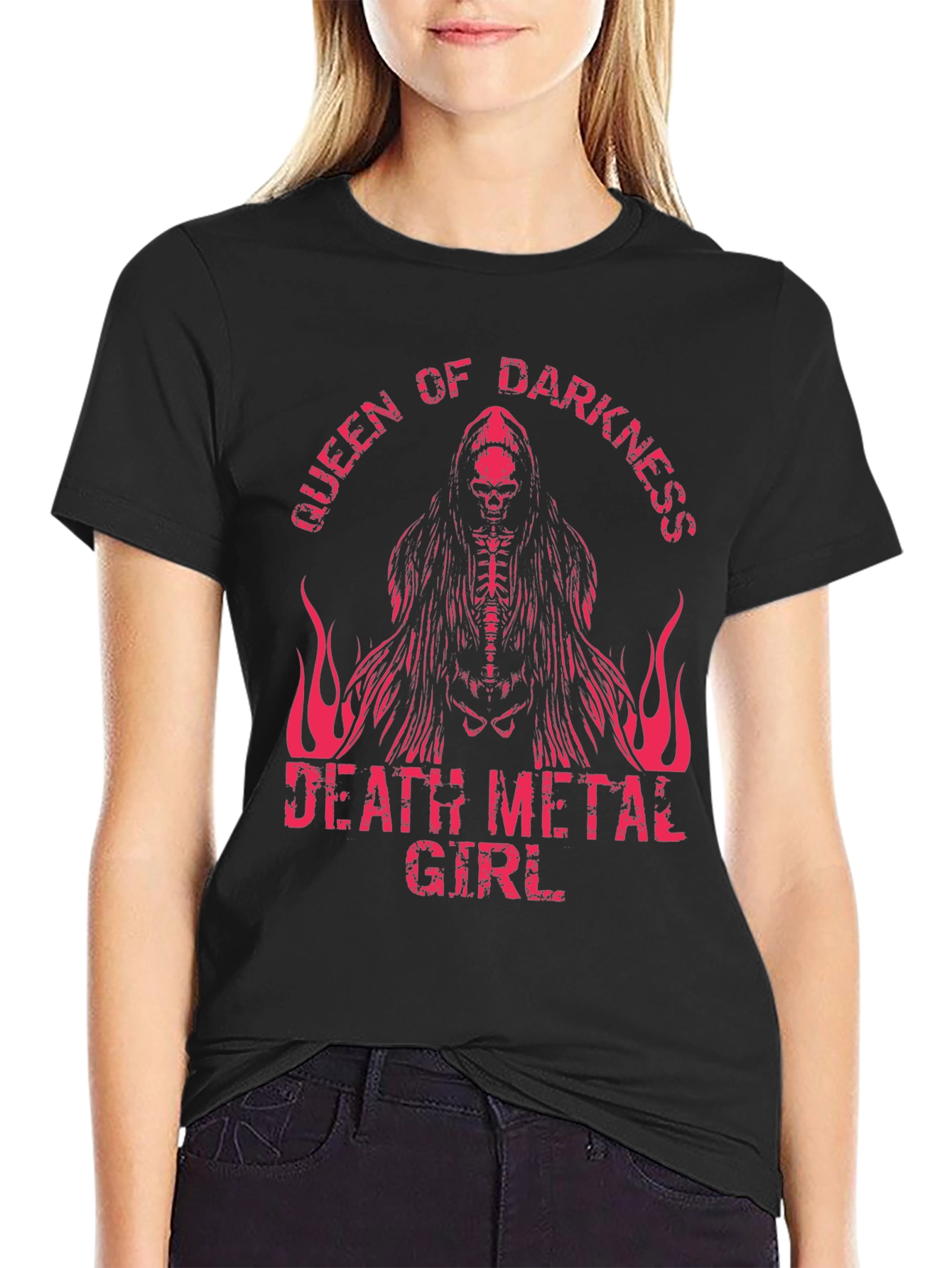 Queen of Darkness Death Metal Girl Graphic Tee