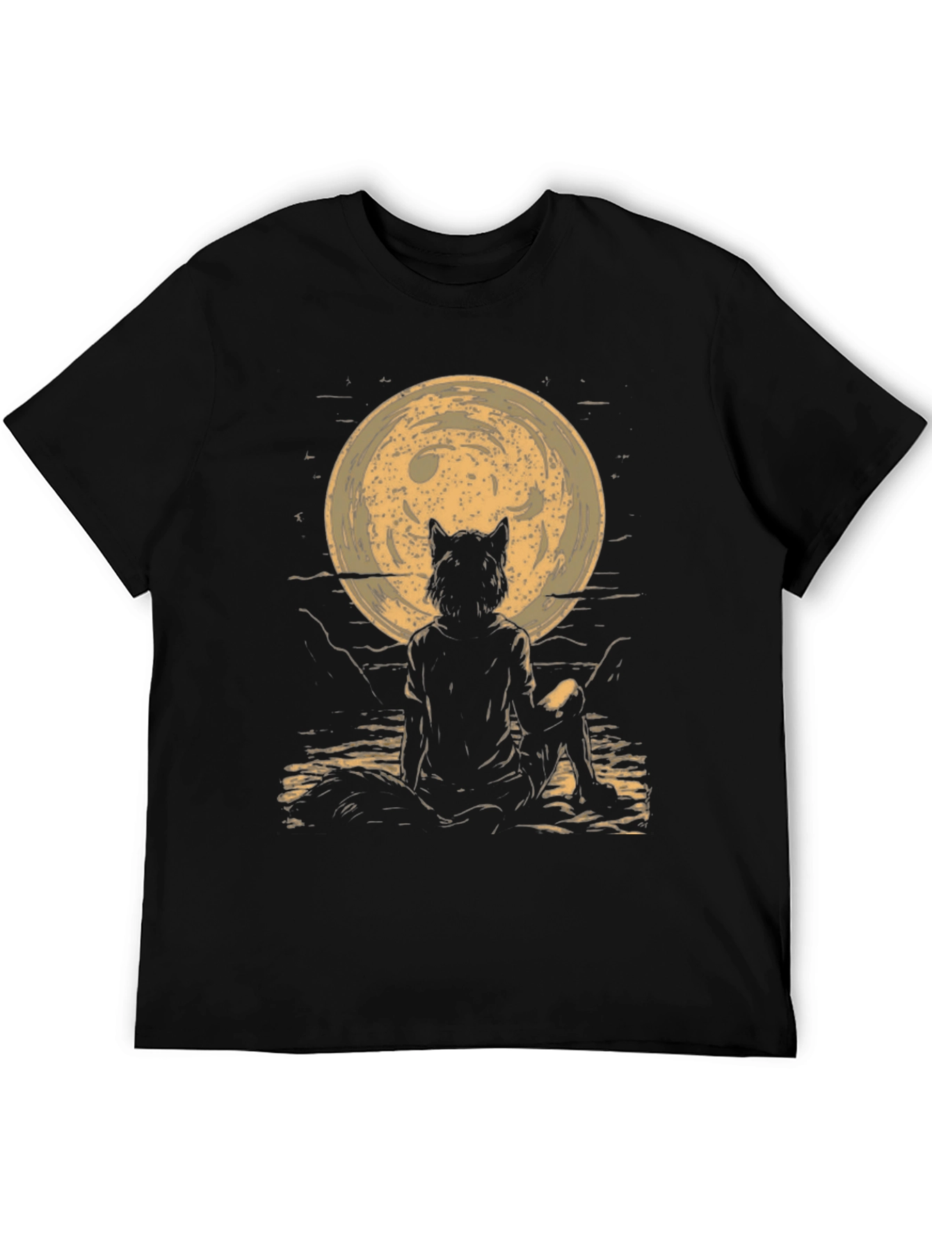 Wolf Moon Graphic T-Shirt - Black