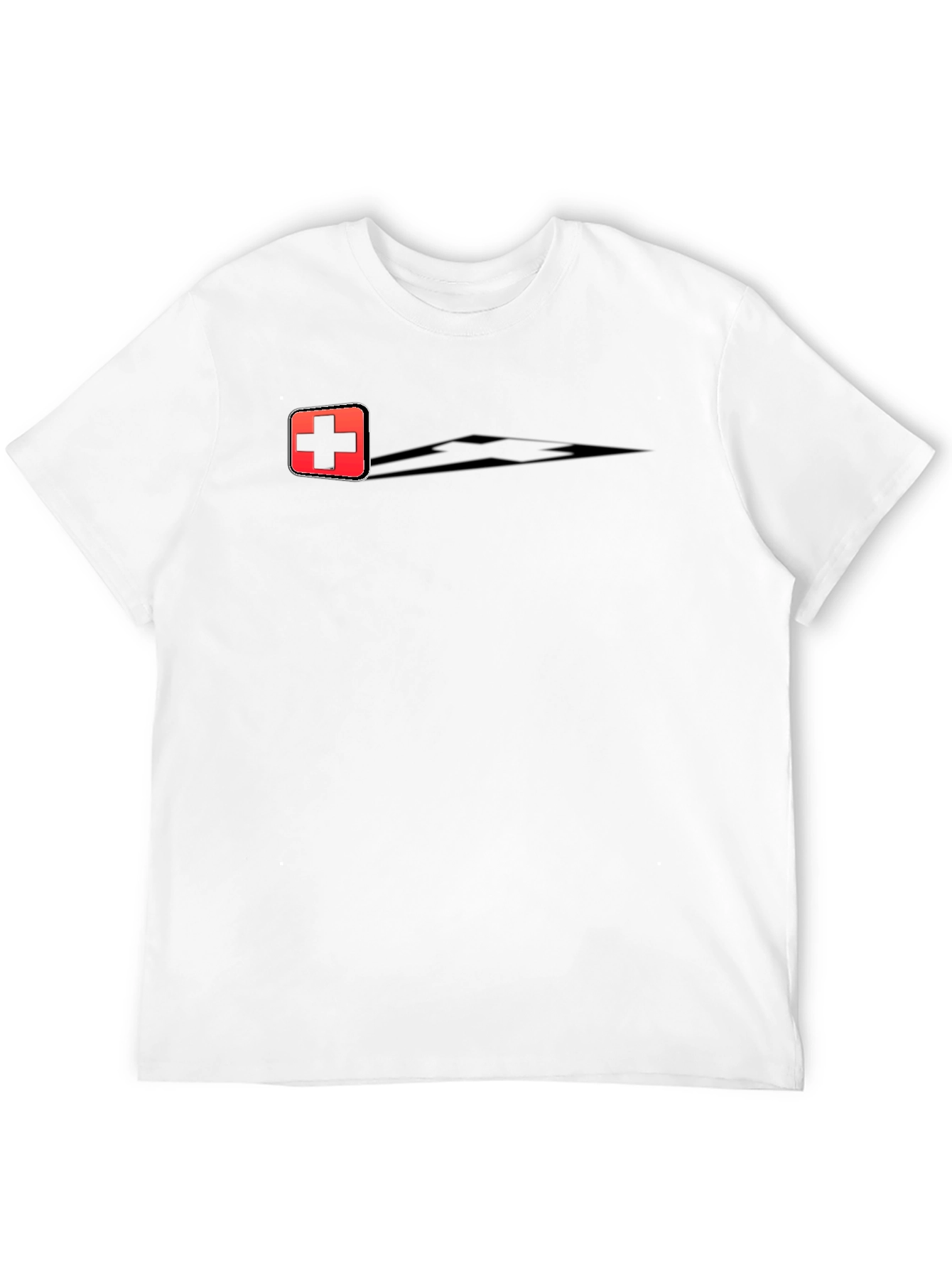 Swiss Cross Graphic Tee - Black Cotton Casual T-Shirt