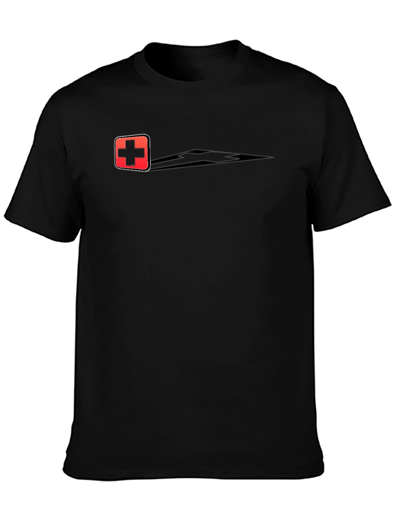 Swiss Cross Graphic Tee - Black Cotton Casual T-Shirt