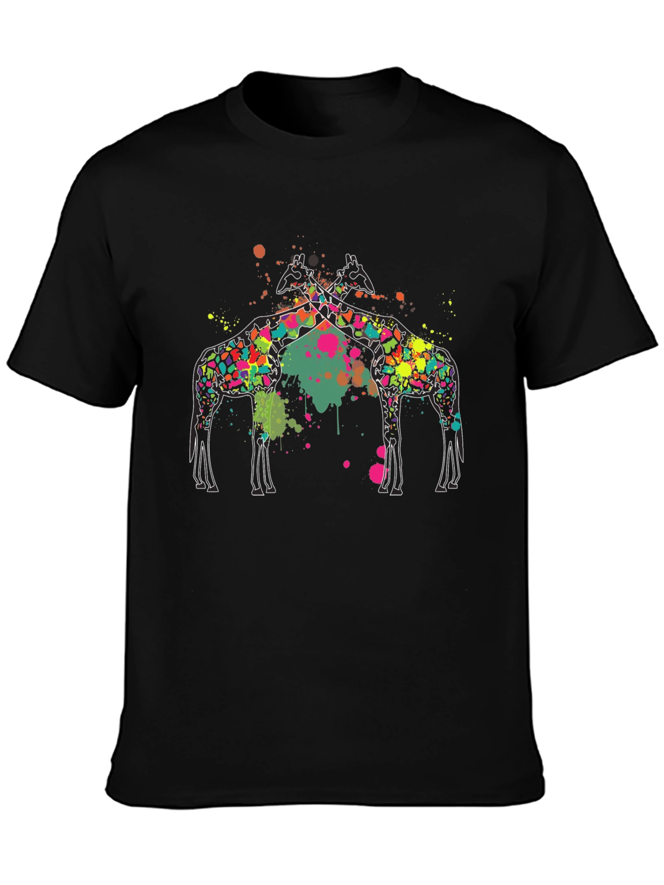 Giraffe Splatter Graphic Black Tee