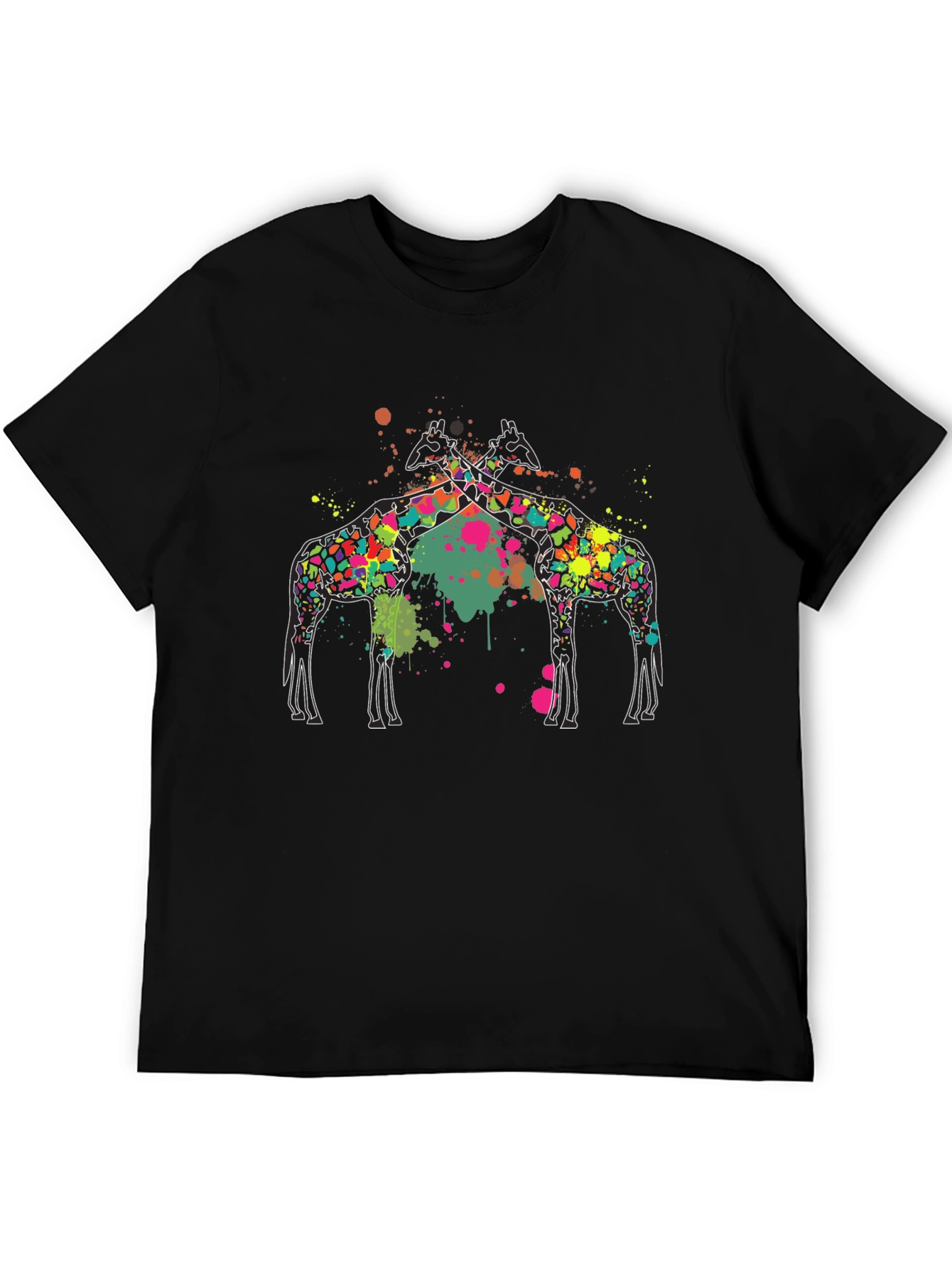 Giraffe Splatter Graphic Black Tee