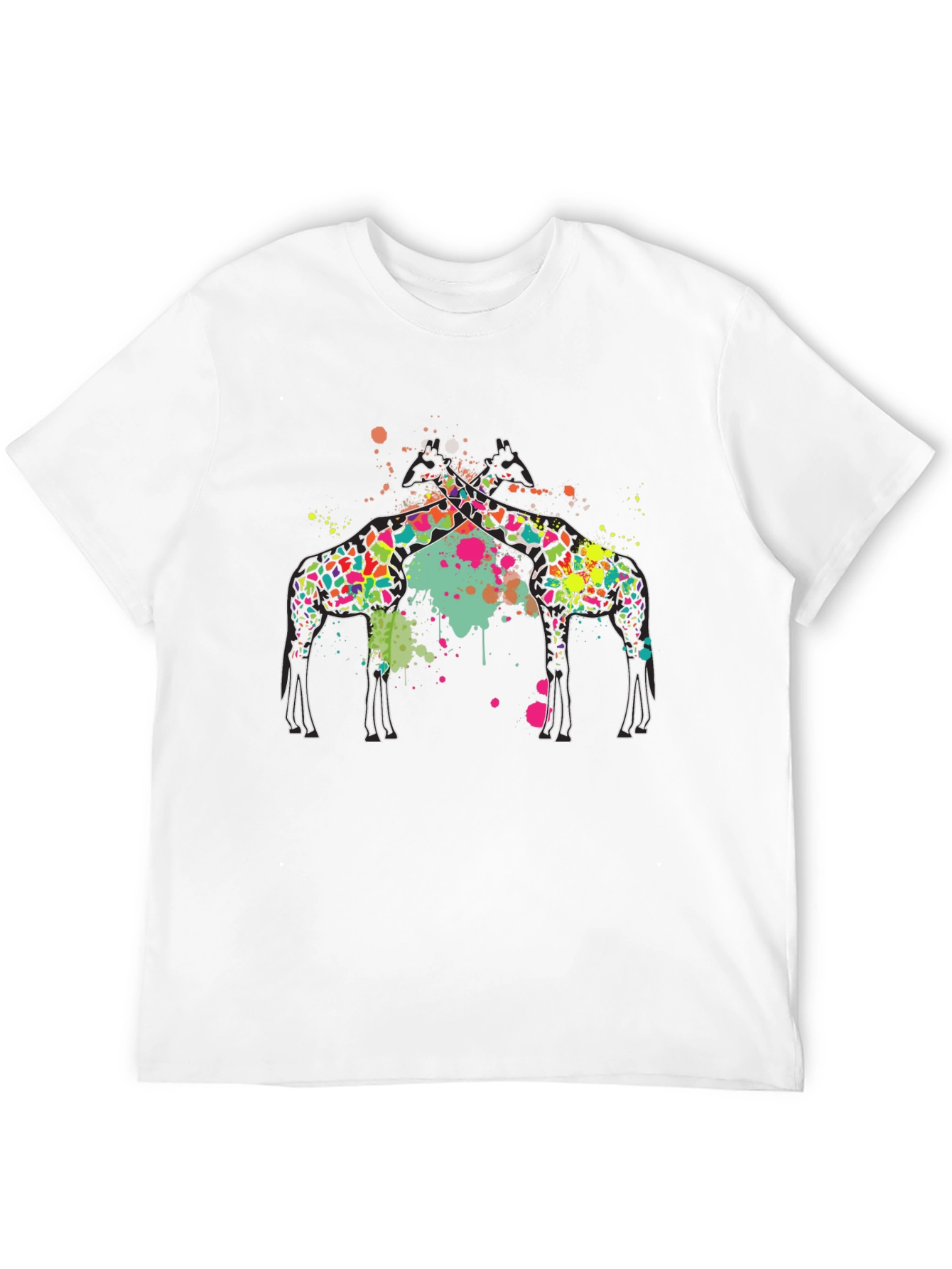 Giraffe Splatter Graphic Black Tee