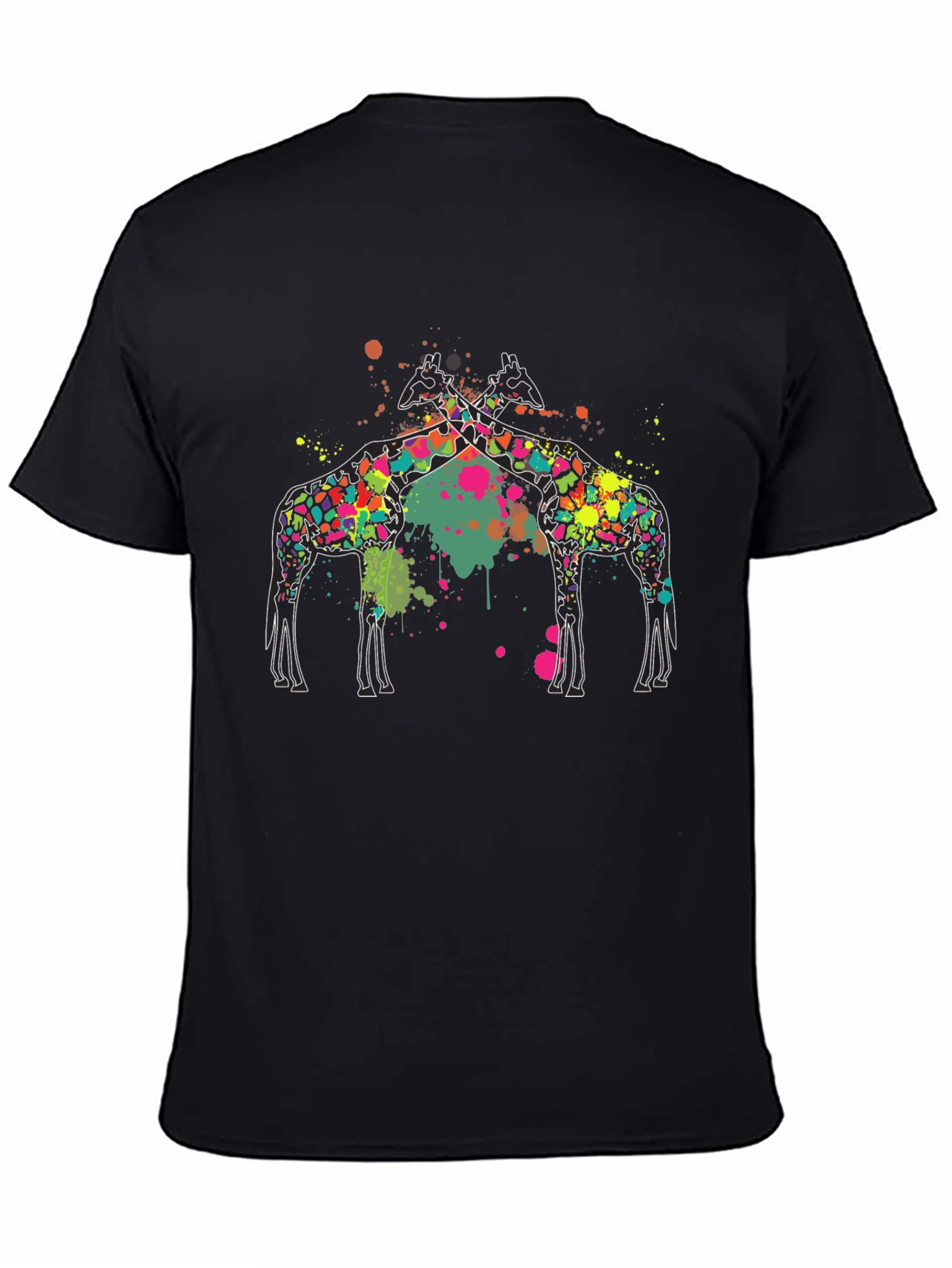 Giraffe Splatter Graphic Black Tee