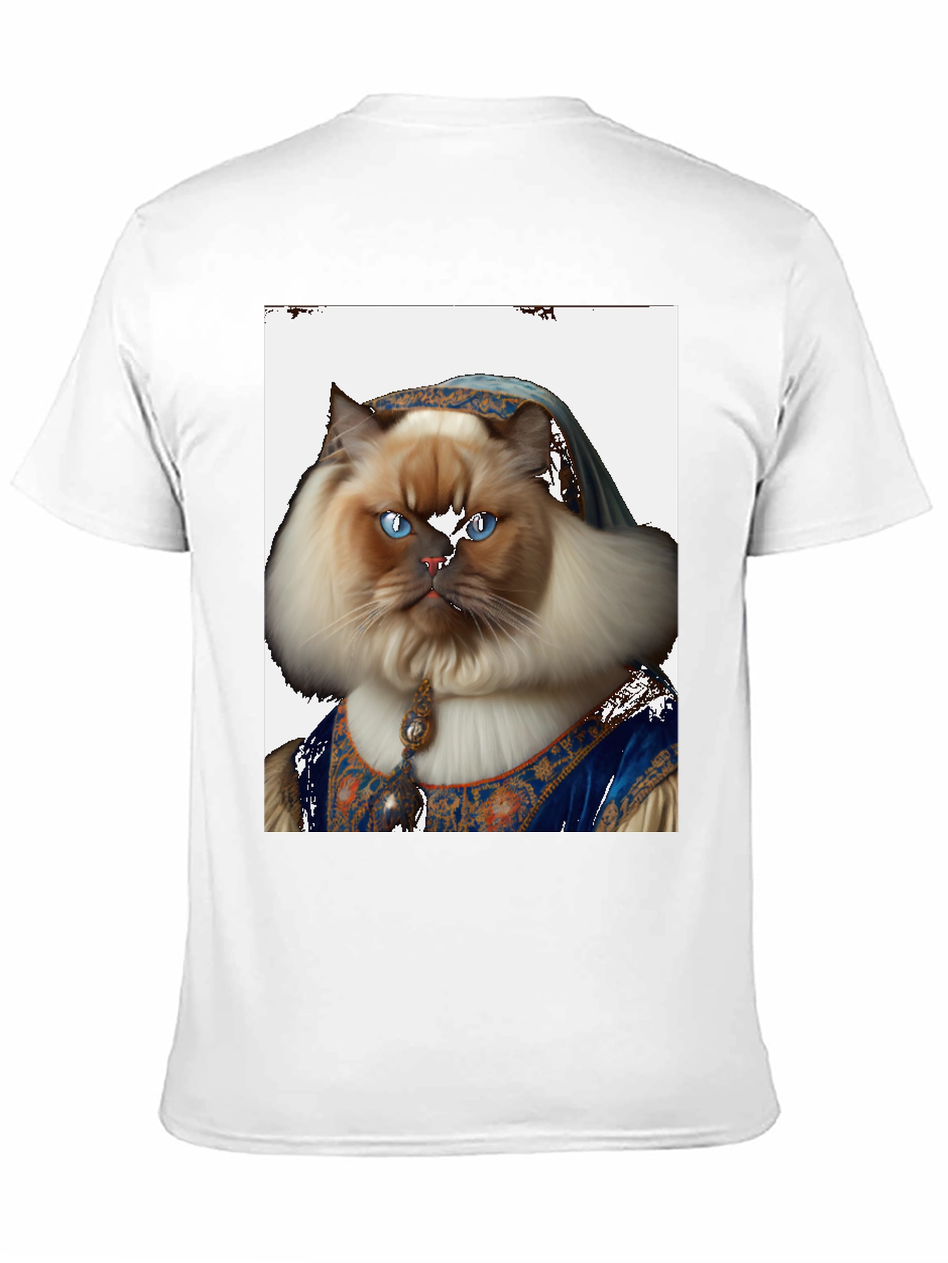 Renaissance Cat Portrait T-Shirt - Black