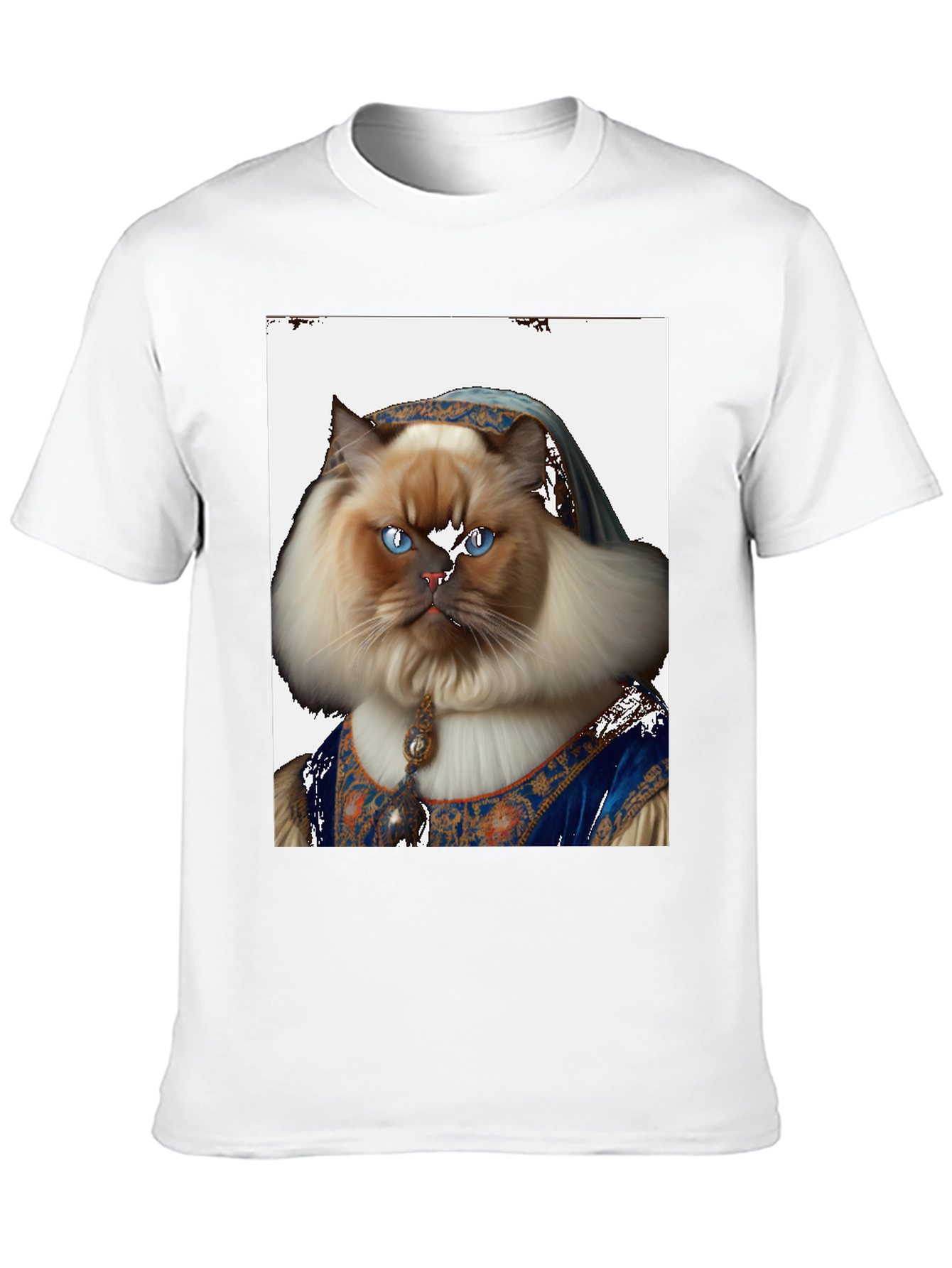 Renaissance Cat Portrait T-Shirt - Black