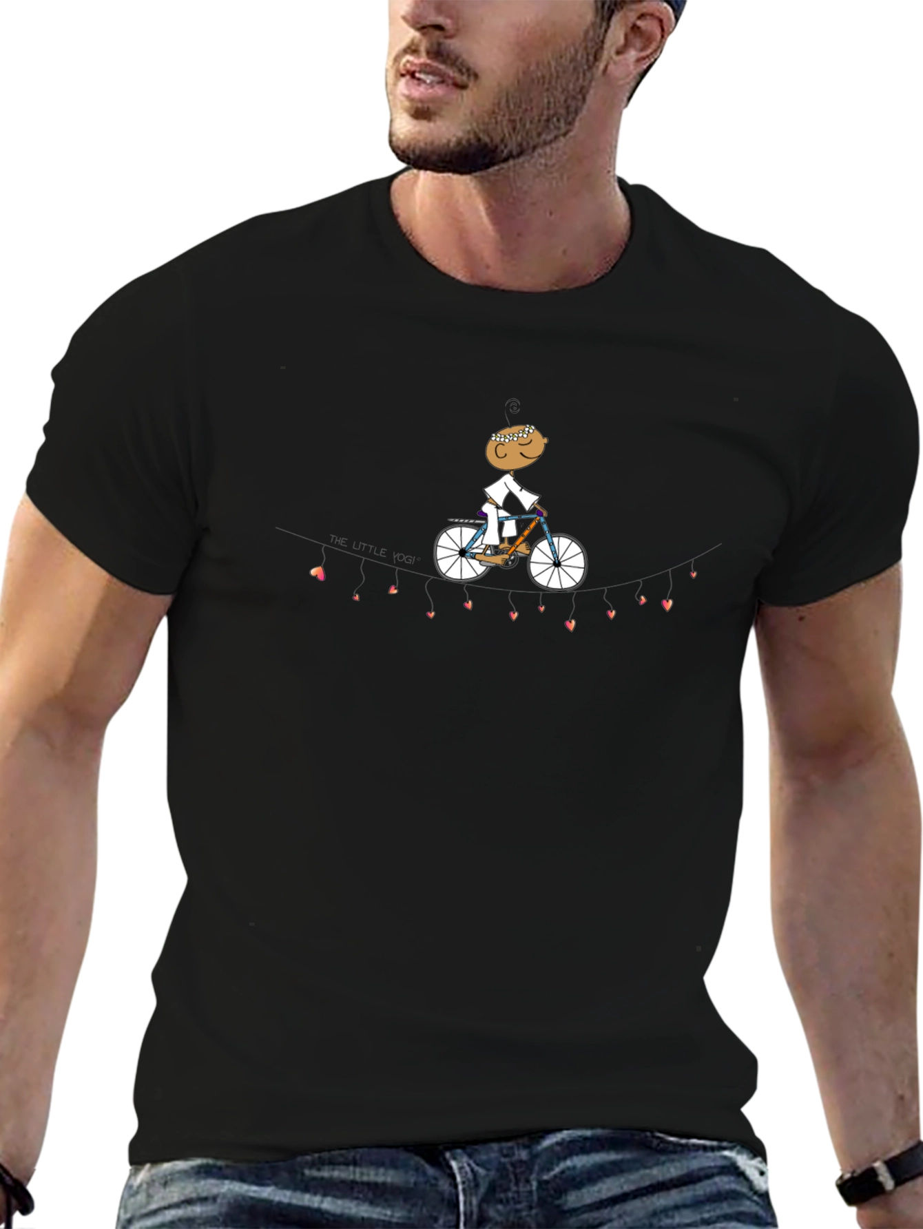 Heart String Cyclist Graphic Tee - Black