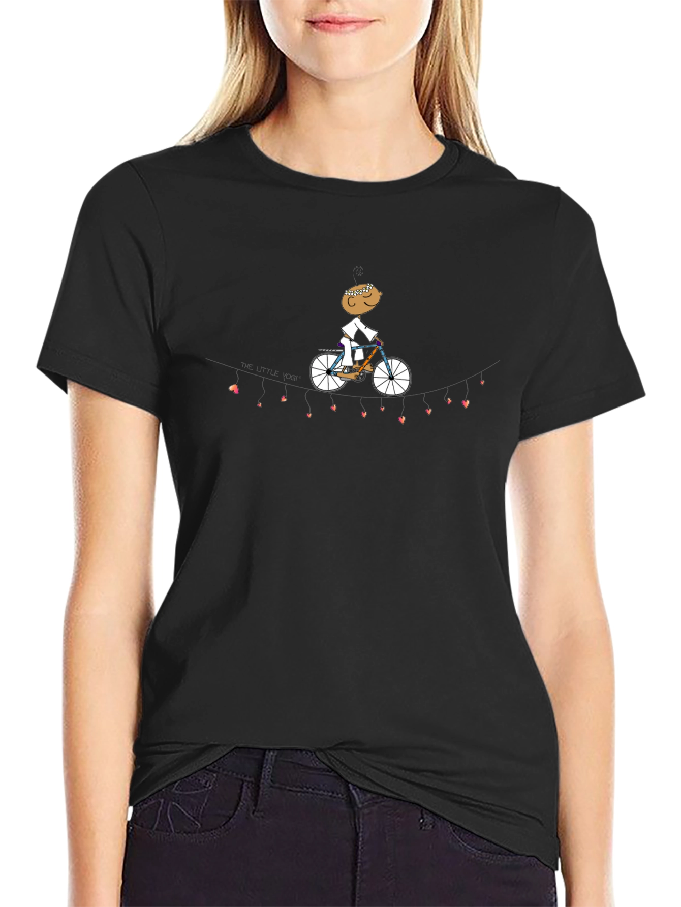 Heart String Cyclist Graphic Tee - Black