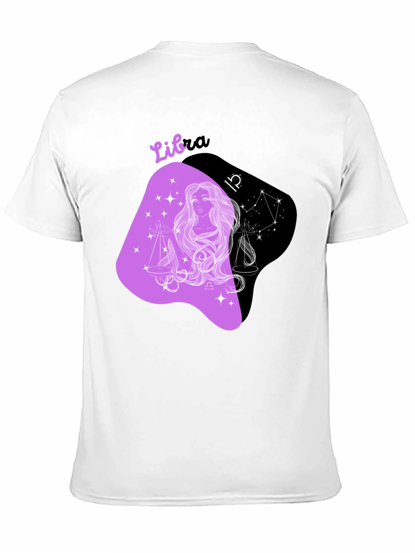 Libra Zodiac Graphic Tee - Black Cotton Blend