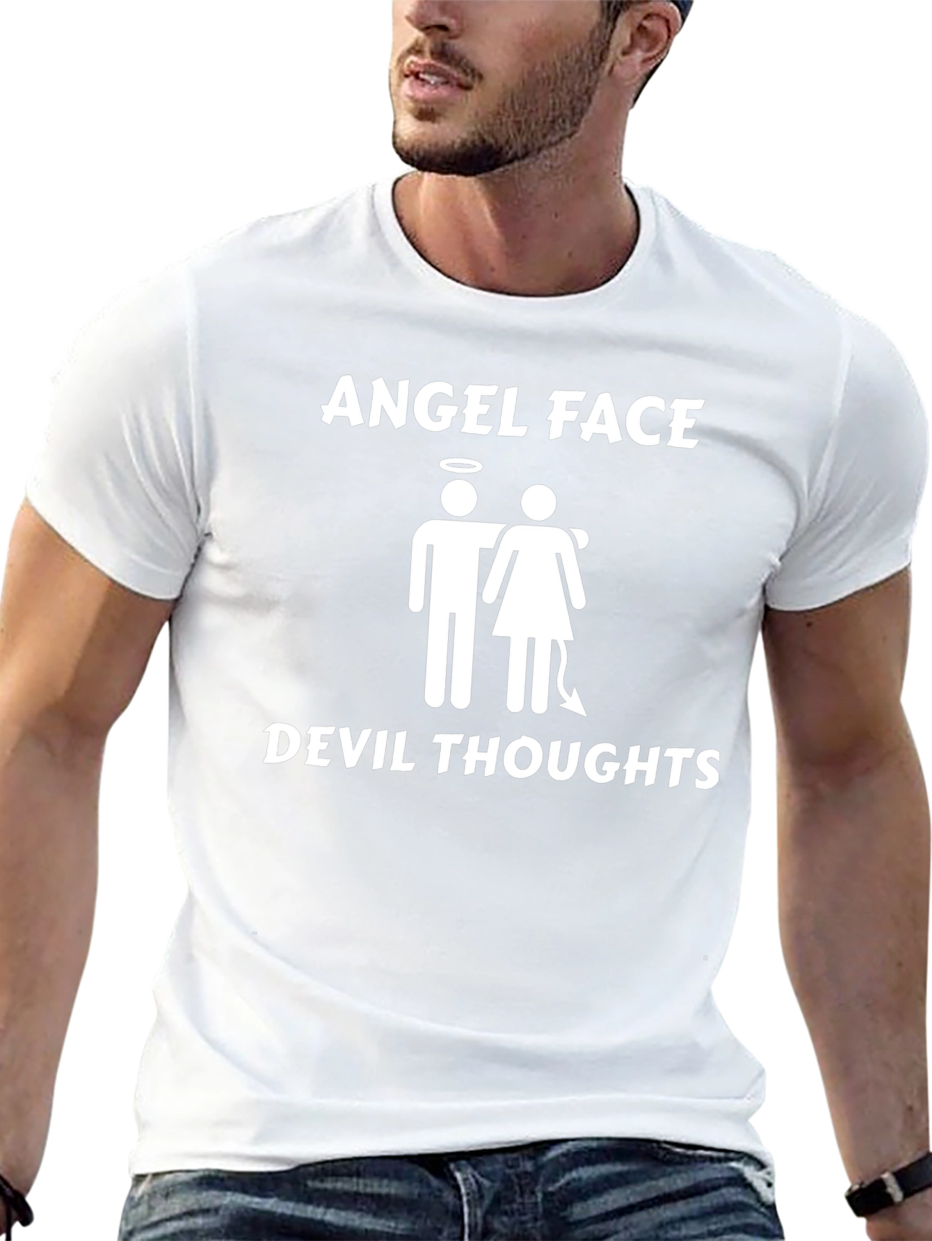 Angel Face Devil Thoughts Graphic T-Shirt