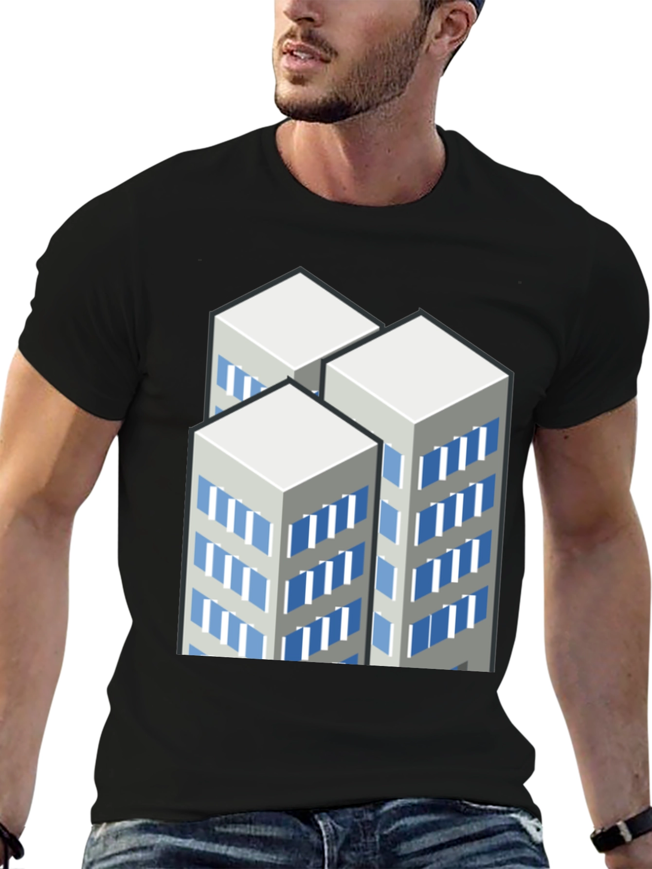 Modern Cityscape Graphic T-Shirt - Black