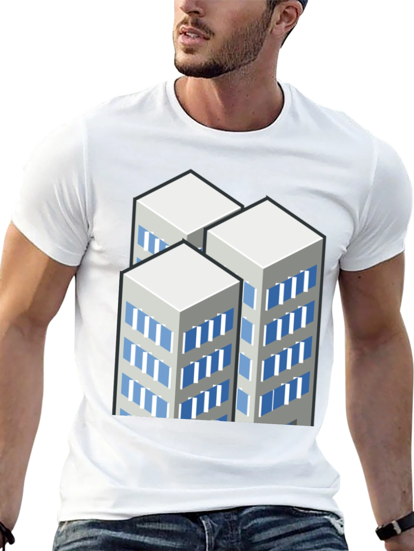 Modern Cityscape Graphic T-Shirt - Black