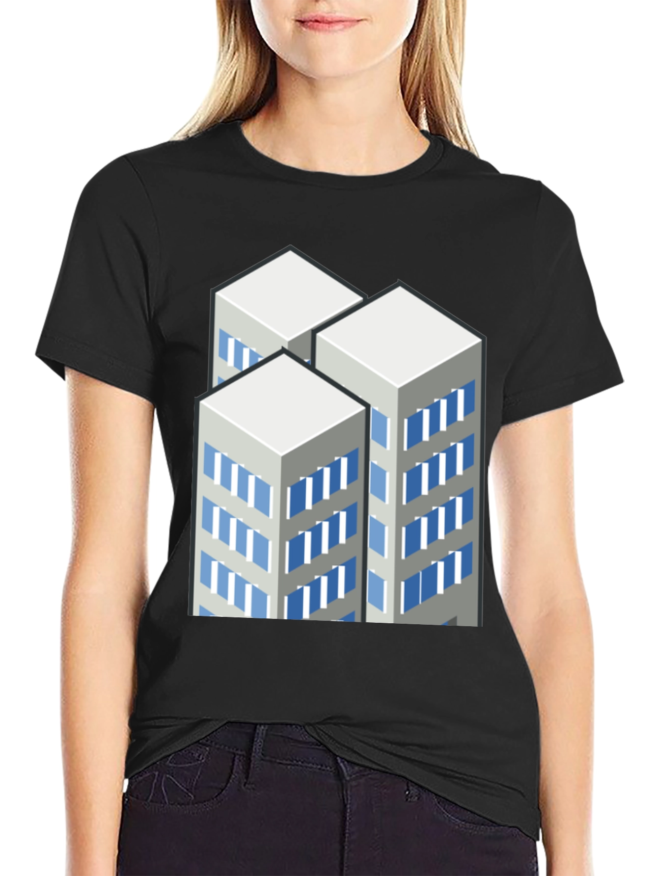 Modern Cityscape Graphic T-Shirt - Black