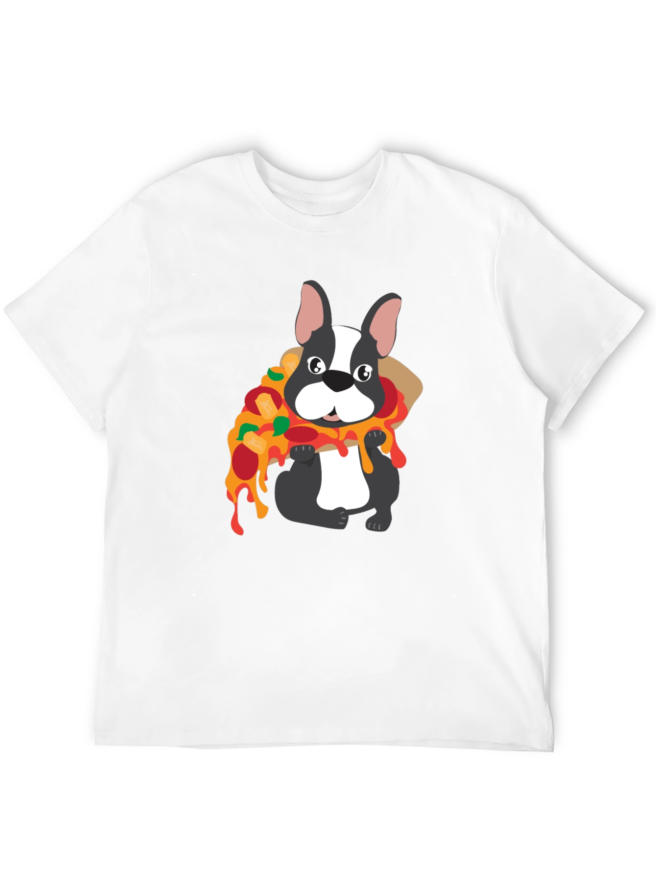 Dog with Pizza Graphic T-Shirt