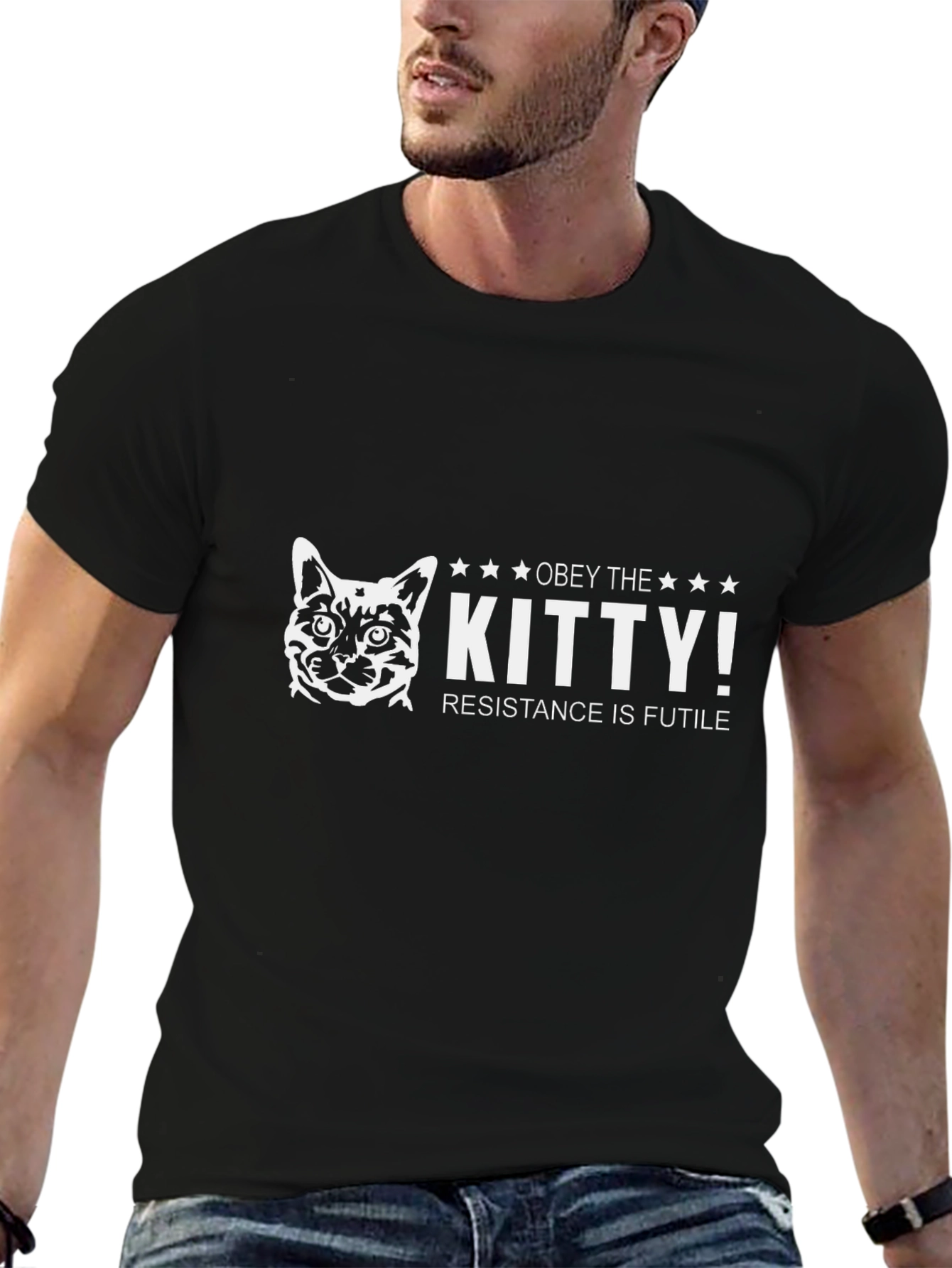 Obey the Kitty! Graphic Tee - Black