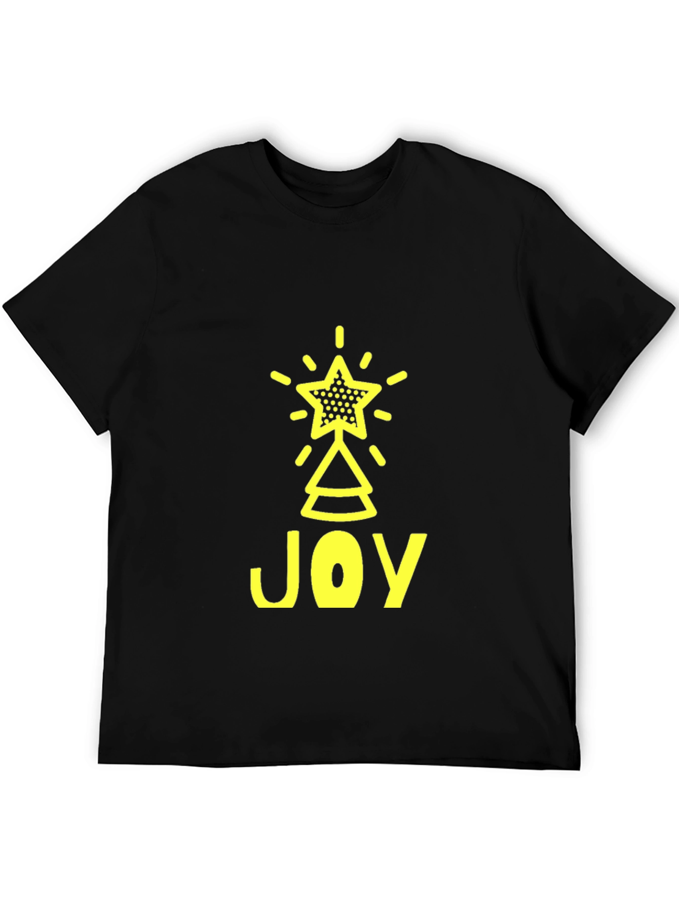 Joyful Christmas Tree Star Graphic Tee - Black