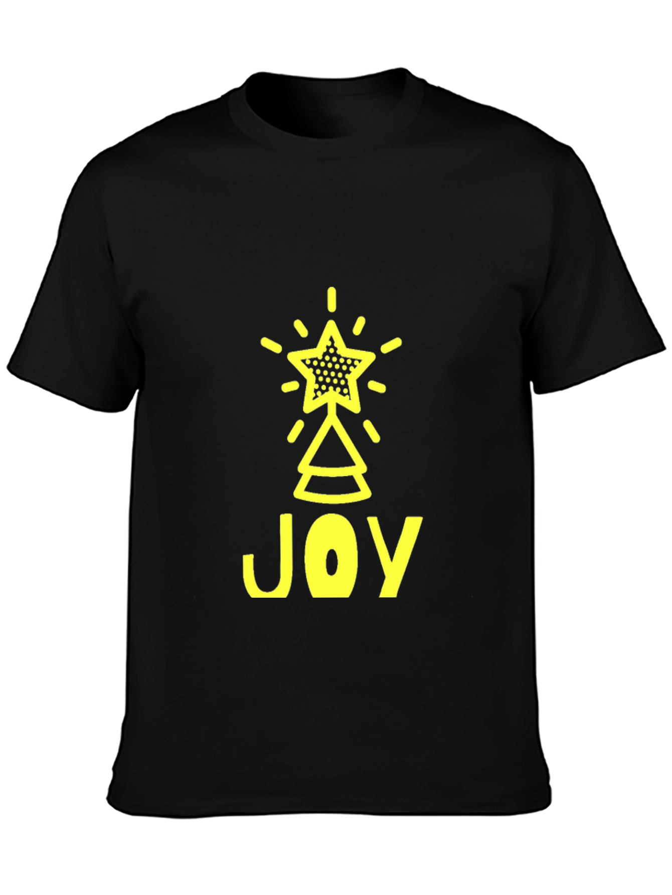Joyful Christmas Tree Star Graphic Tee - Black