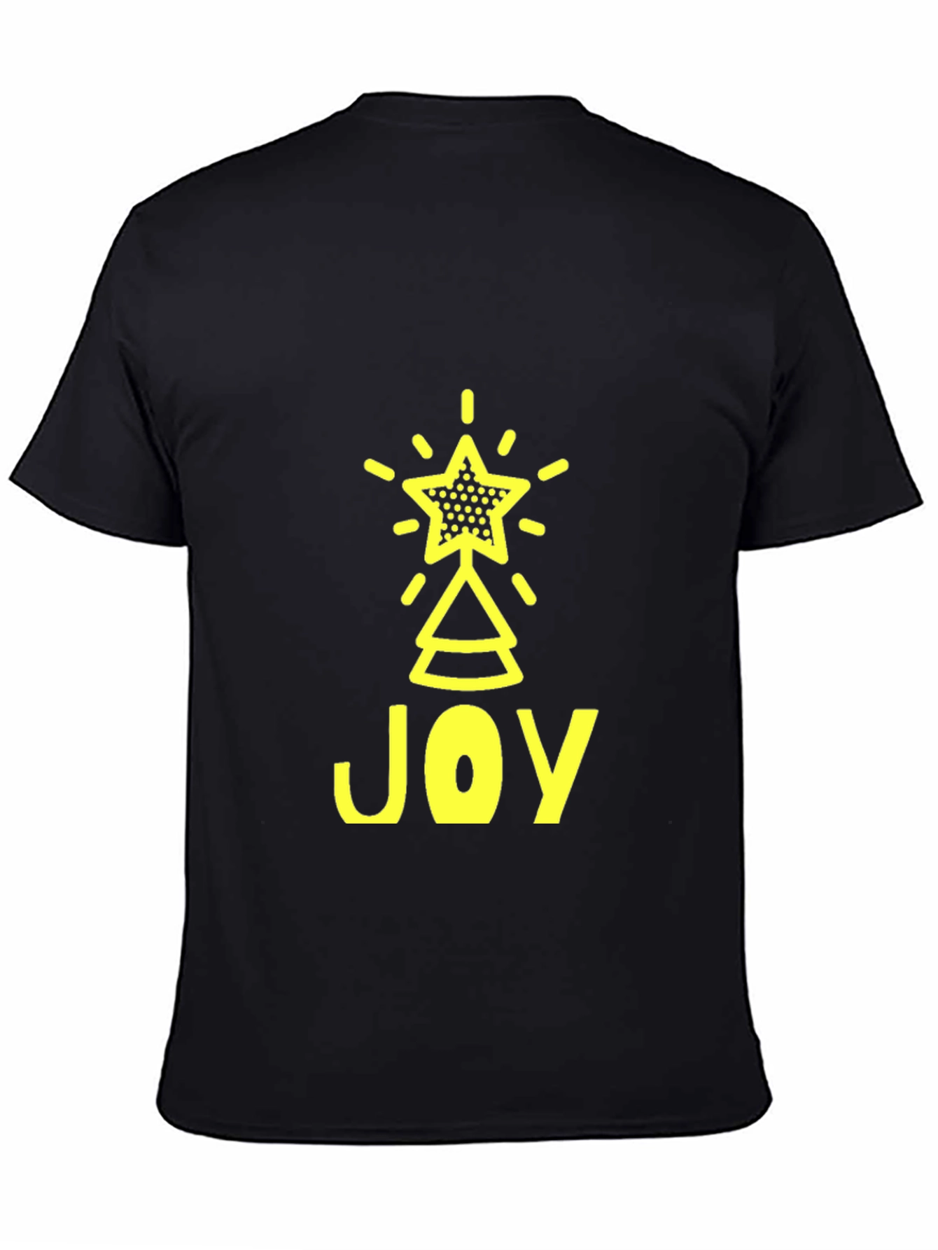 Joyful Christmas Tree Star Graphic Tee - Black