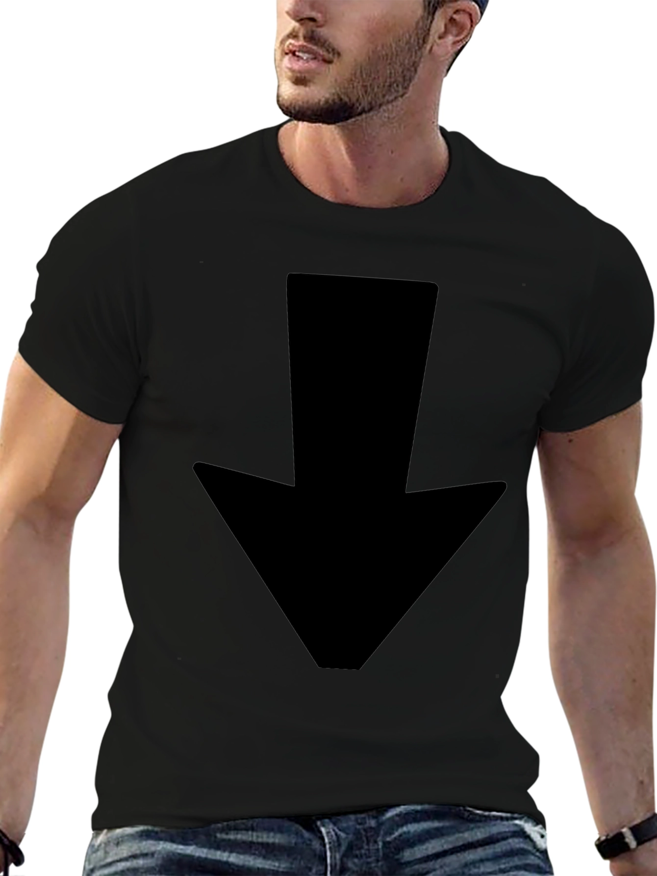 Down Arrow Black T-Shirt - Simple Graphic Tee