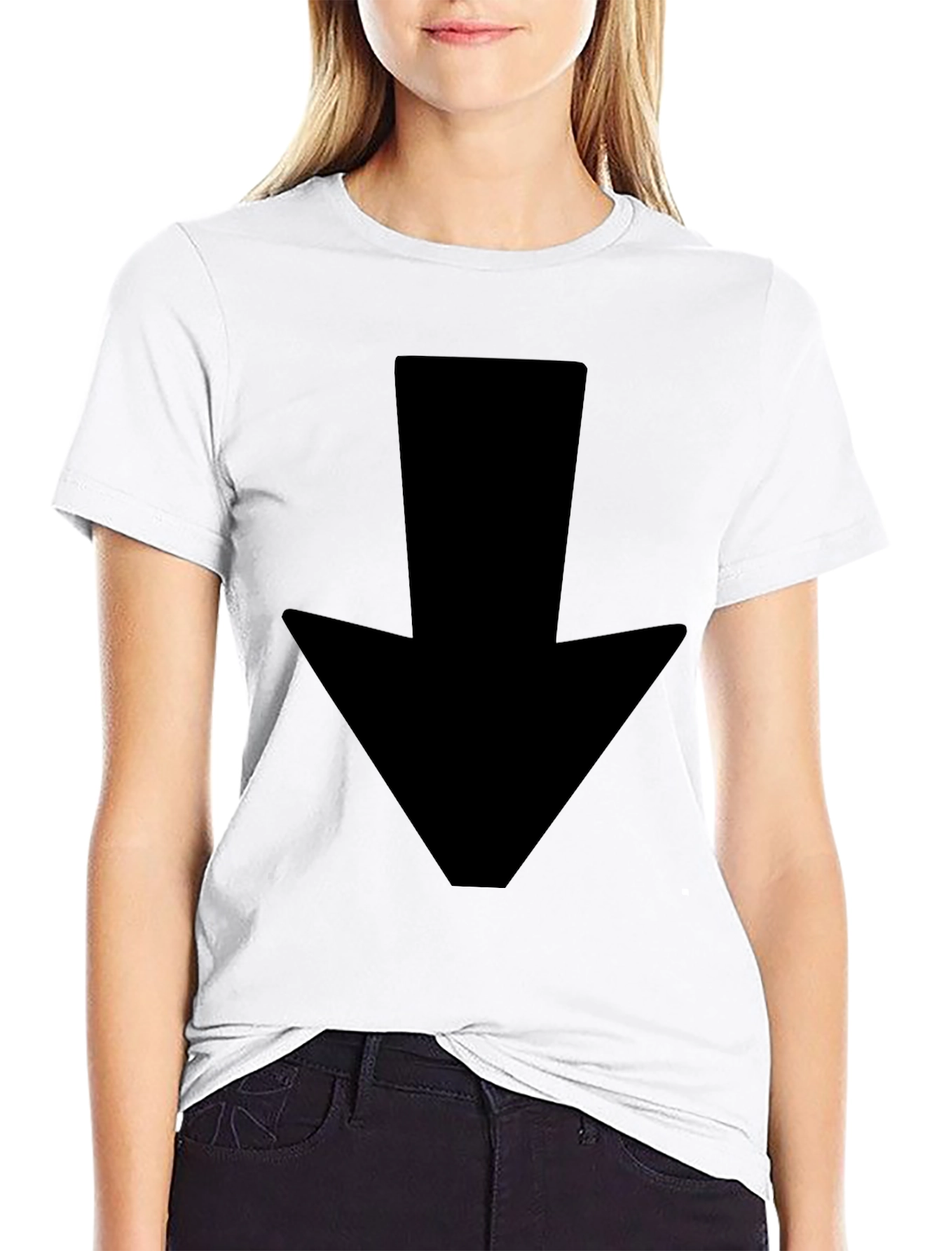 Down Arrow Black T-Shirt - Simple Graphic Tee