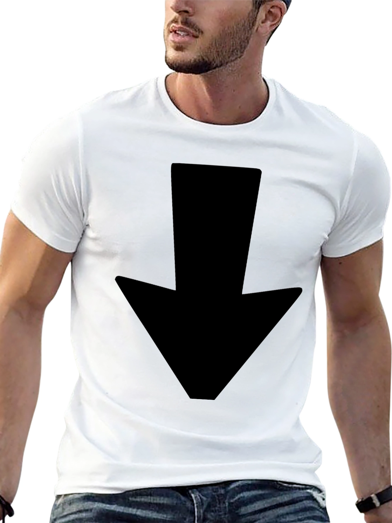 Down Arrow Black T-Shirt - Simple Graphic Tee