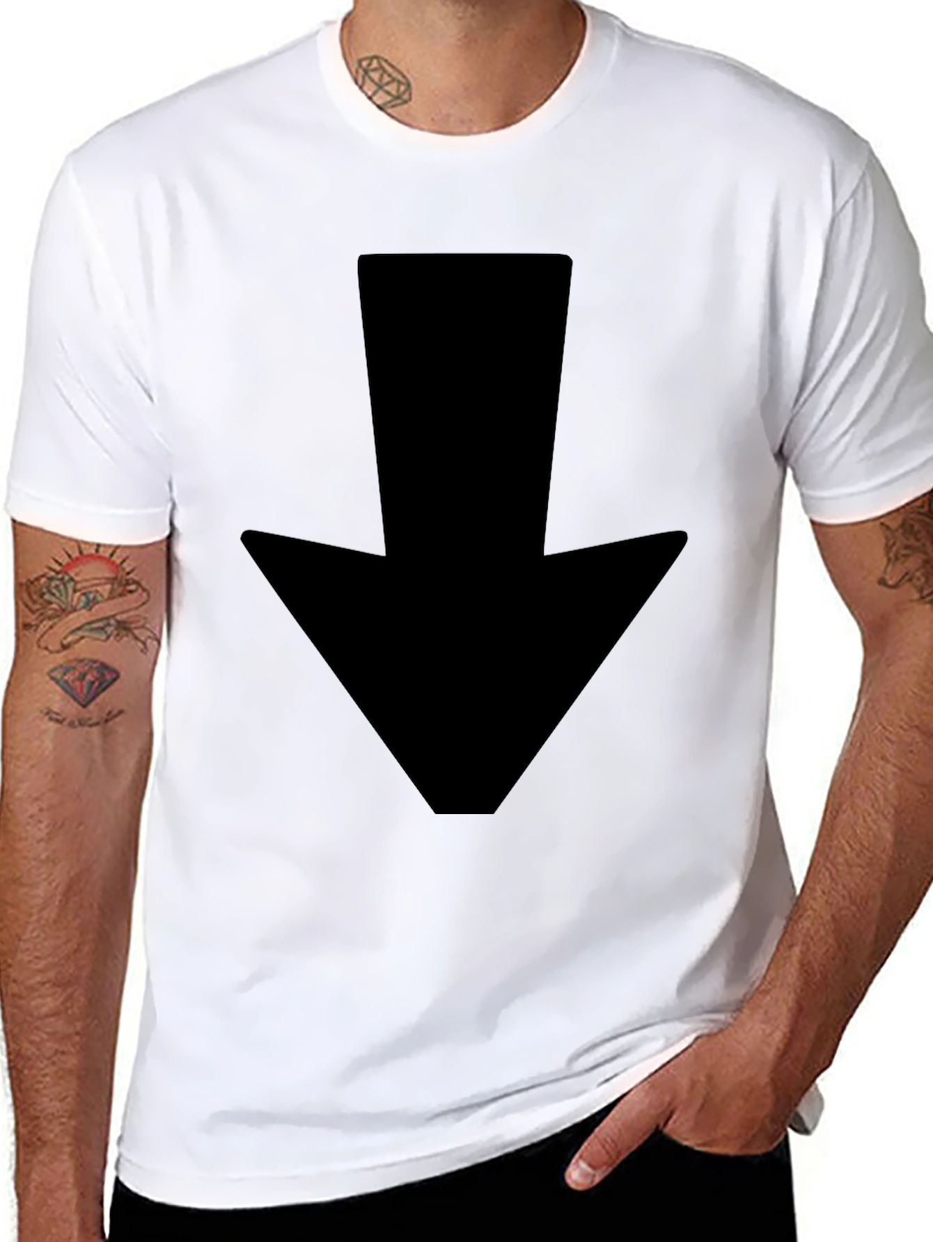 Down Arrow Black T-Shirt - Simple Graphic Tee