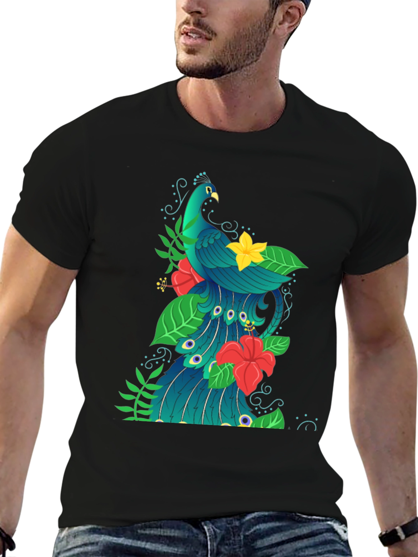 Peacock Graphic Print T-Shirt