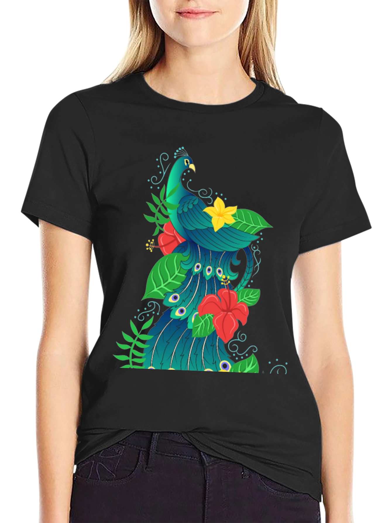 Peacock Graphic Print T-Shirt