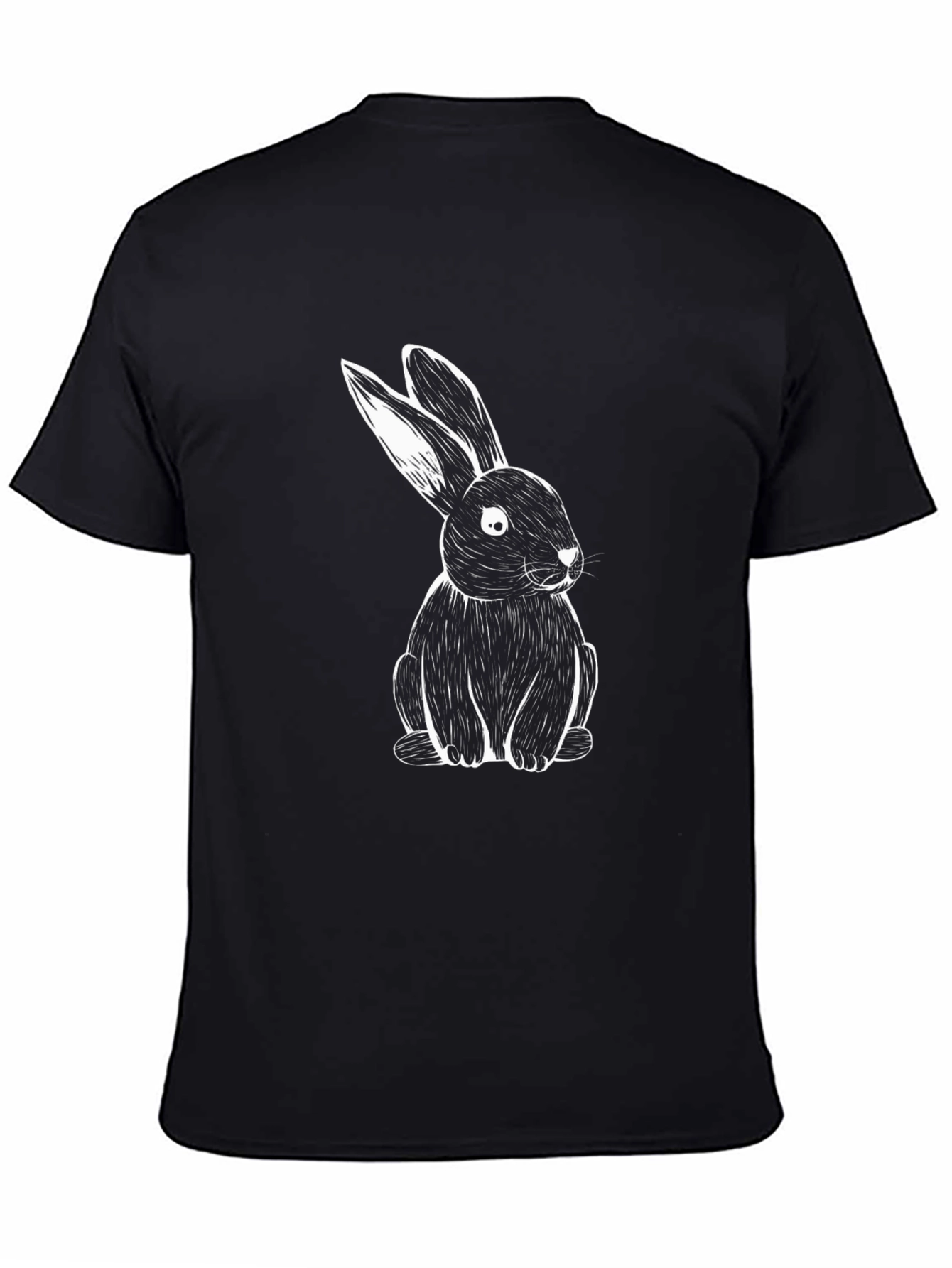 Black T-Shirt with White Rabbit Design