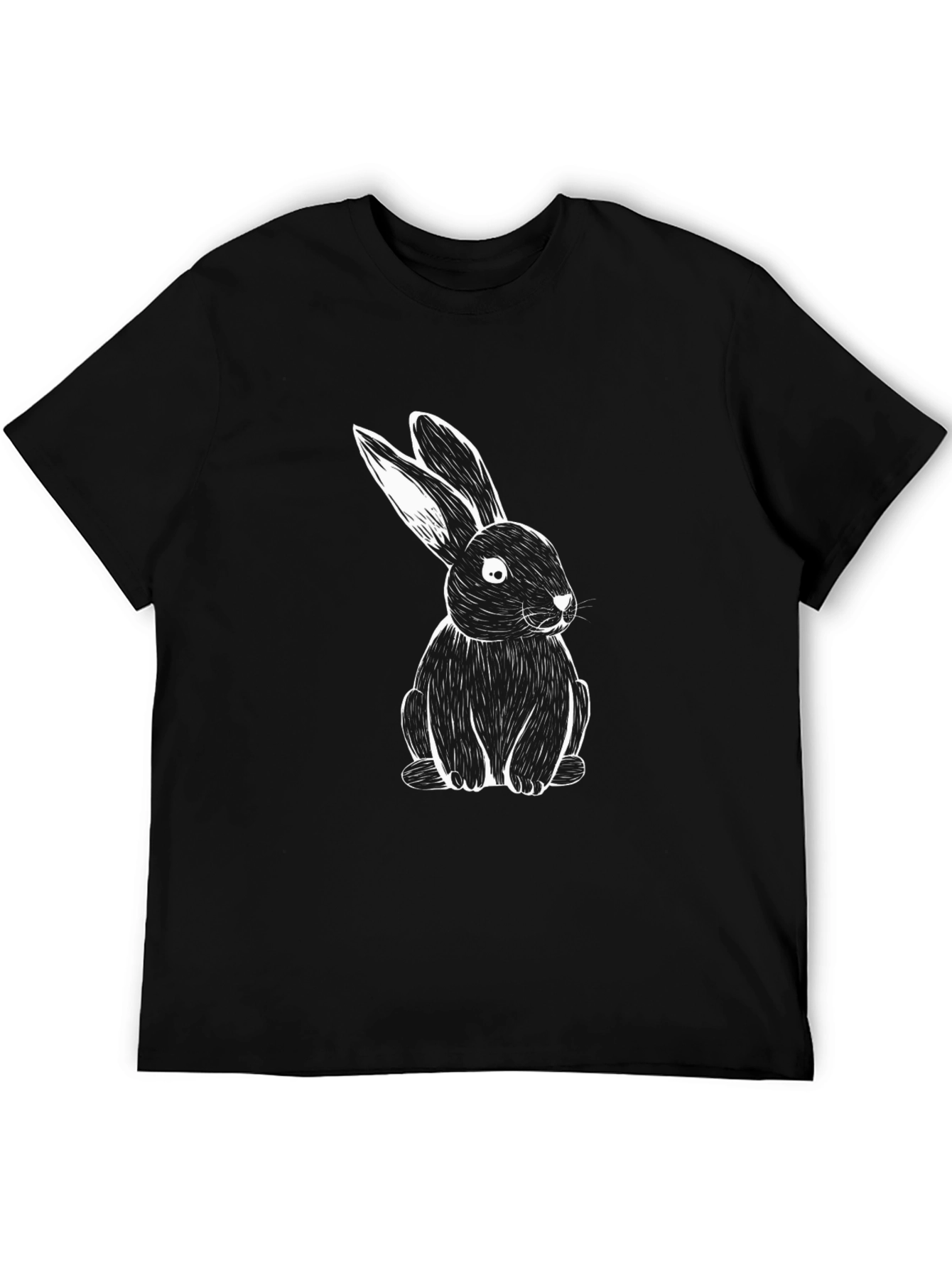 Black T-Shirt with White Rabbit Design