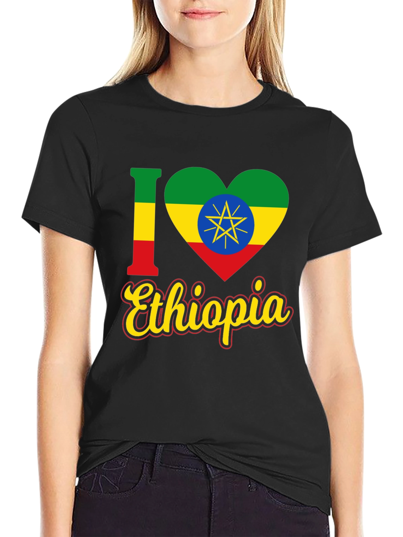 I Love Ethiopia Flag Heart T-Shirt