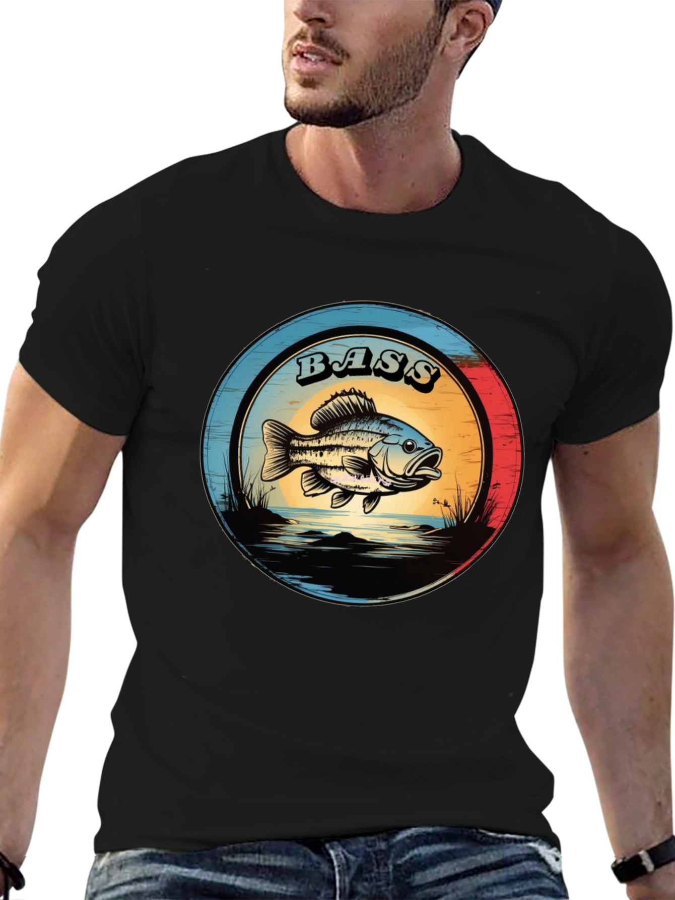 Bass Fishing T-Shirt - Graphic Print Tee