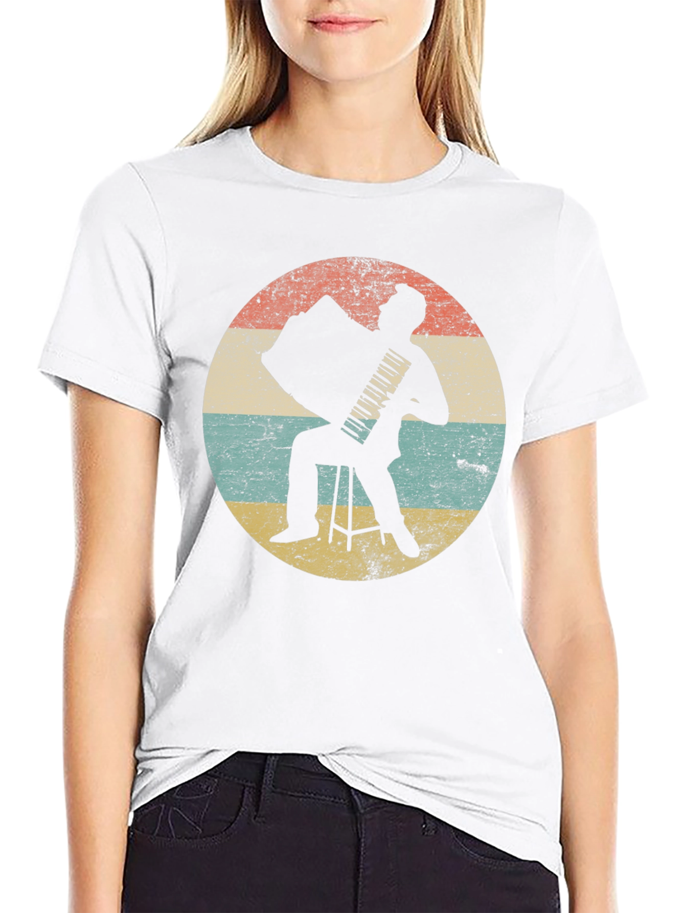 Retro Accordion Player T-Shirt