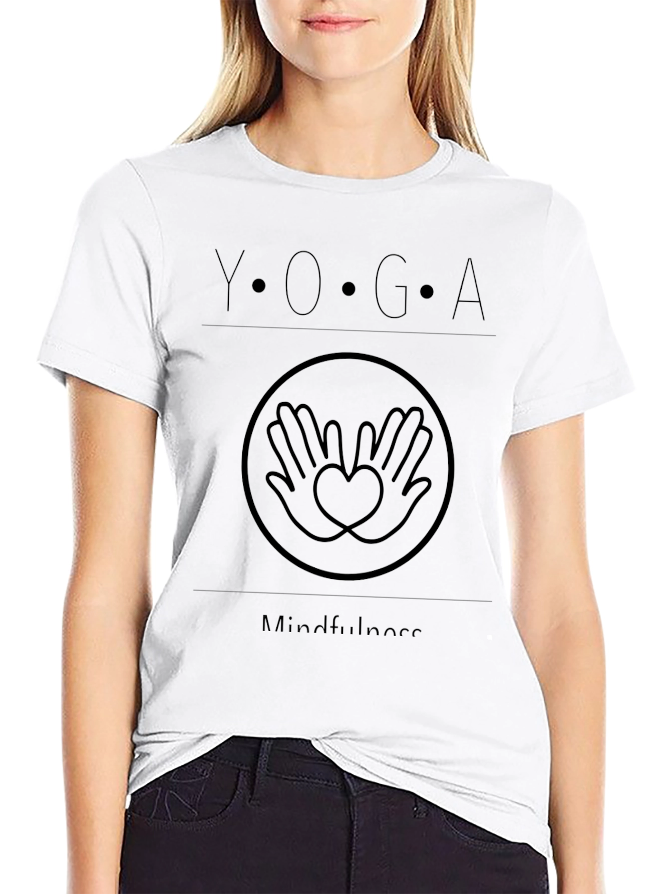 Yoga Mindfulness T-Shirt Black Cotton Blend