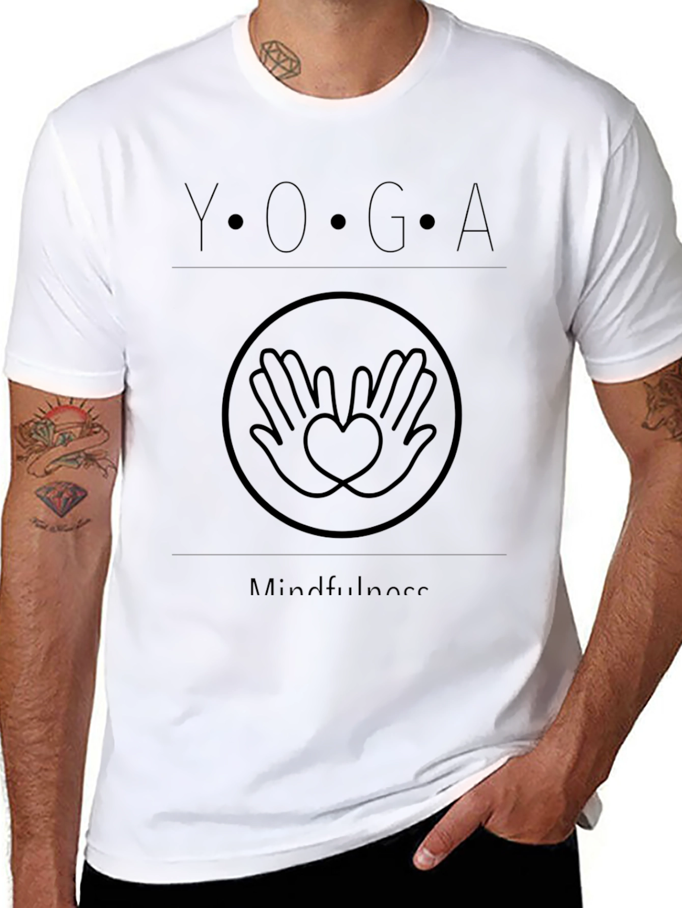 Yoga Mindfulness T-Shirt Black Cotton Blend