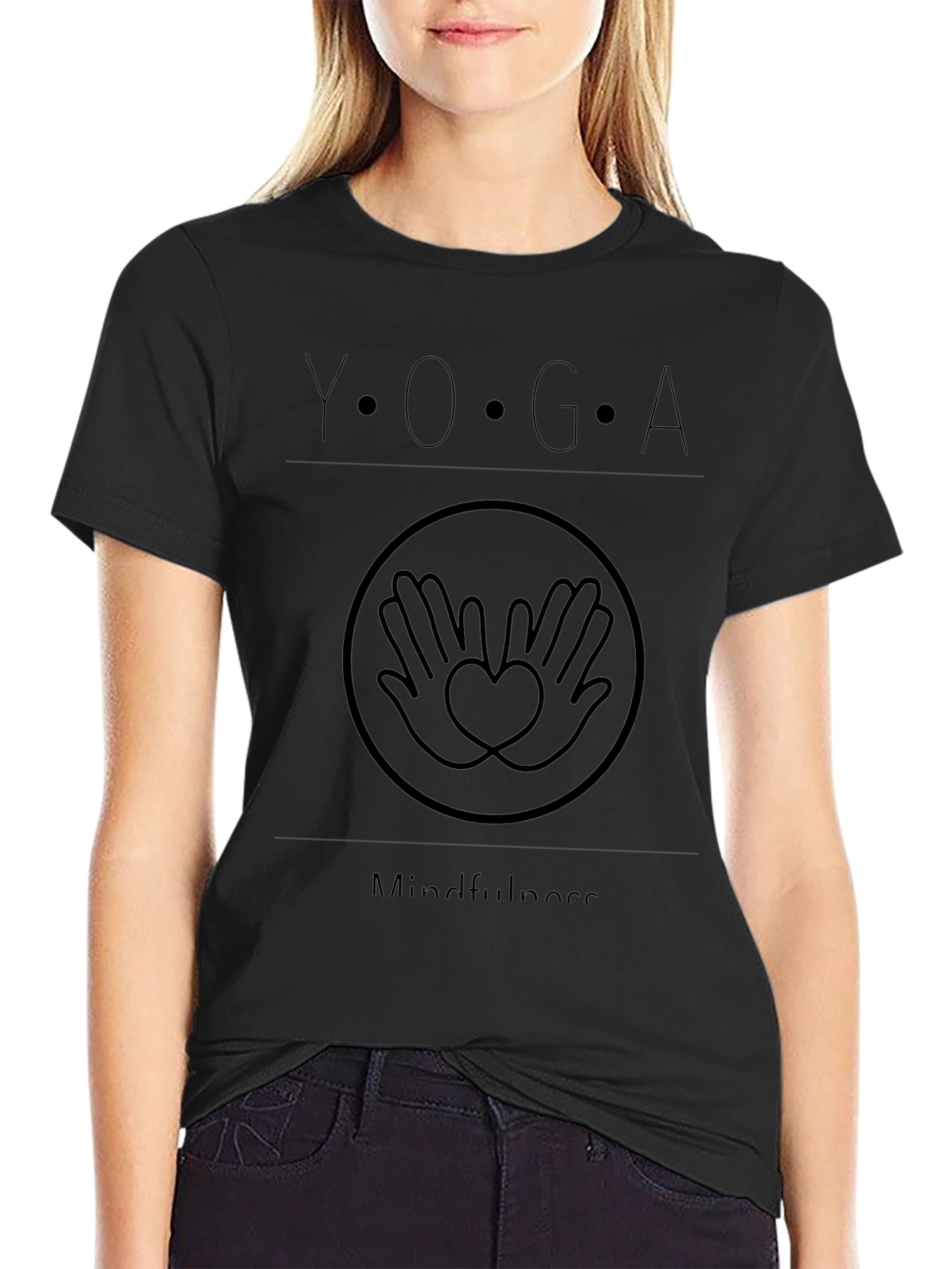 Yoga Mindfulness T-Shirt Black Cotton Blend