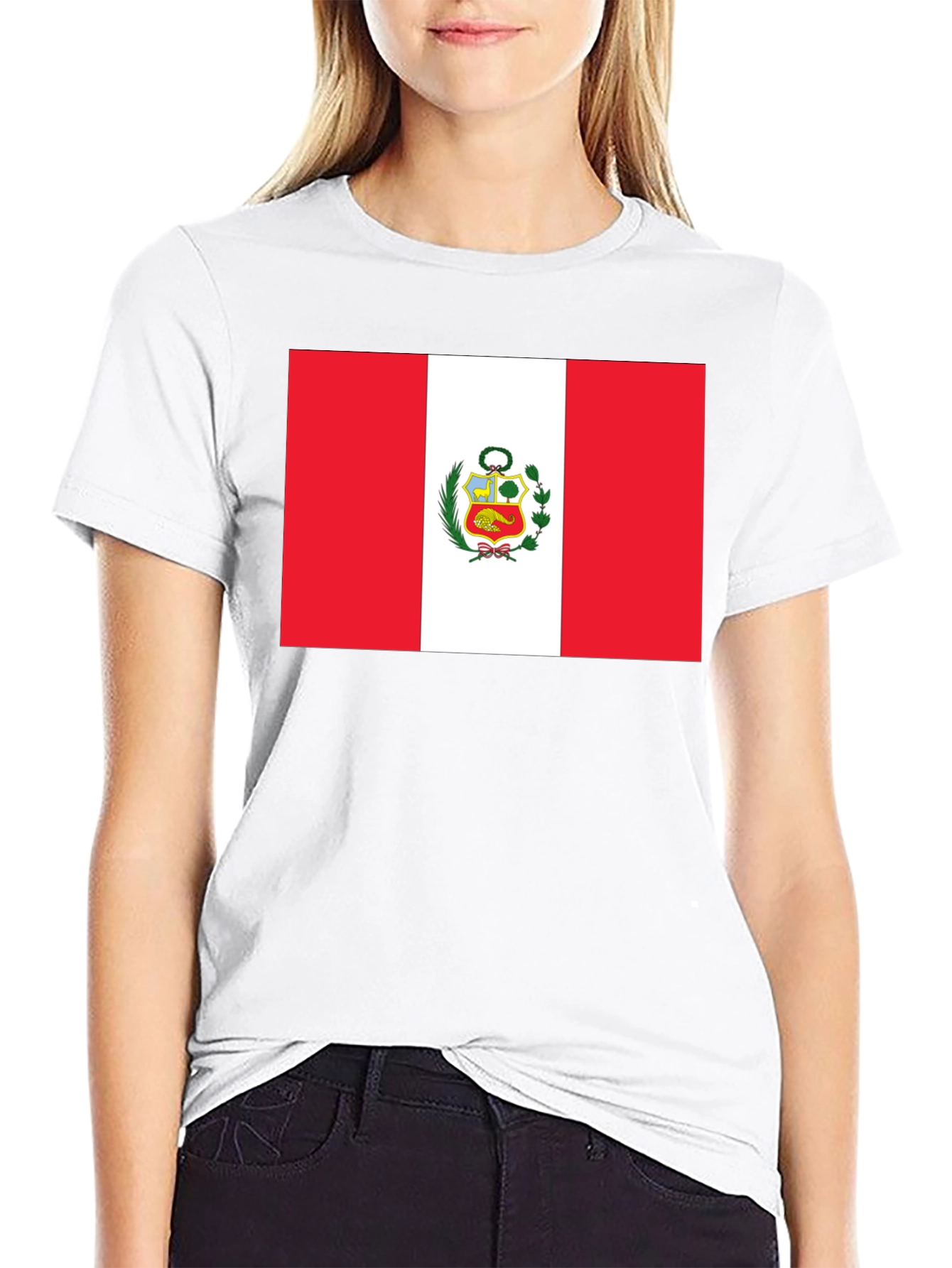 Peru Flag T-Shirt - Black Cotton Tee
