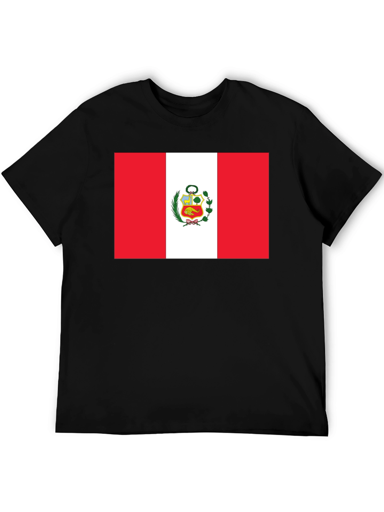 Peru Flag T-Shirt - Black Cotton Tee