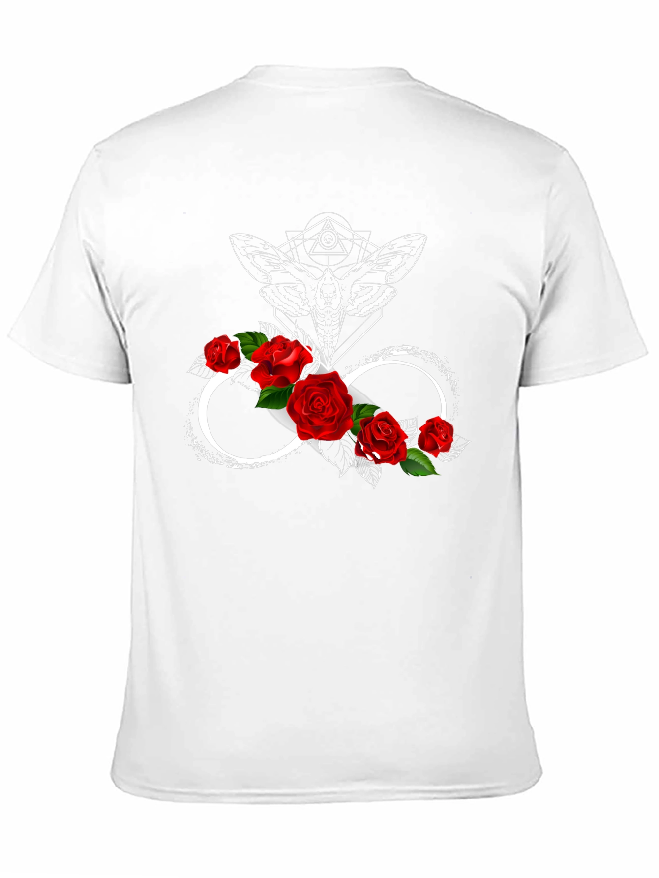 Moth Infinity Roses Black T-Shirt - Gothic Aesthetic