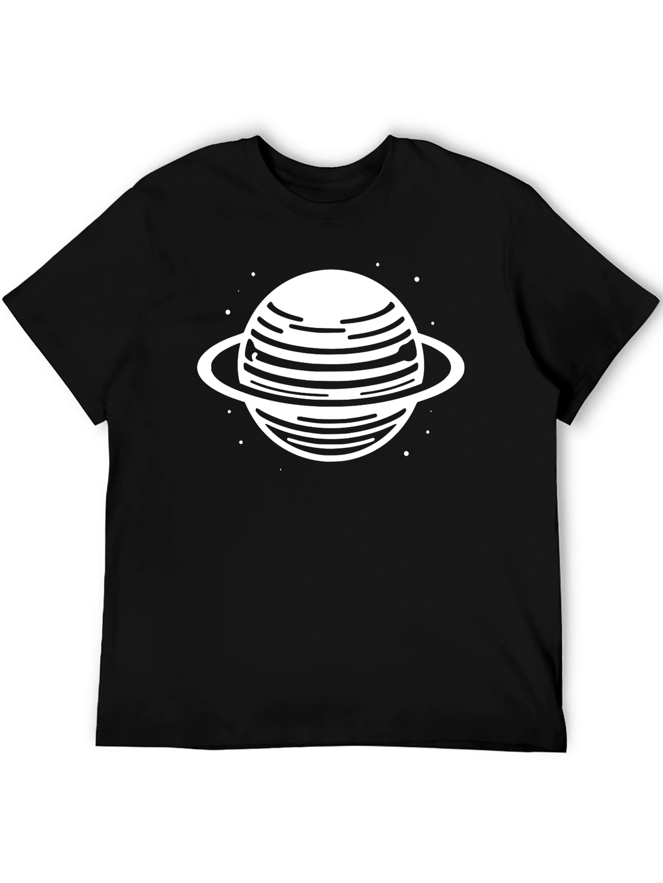 Saturn Graphic Tee - Trendy Black Cotton Blend T-Shirt