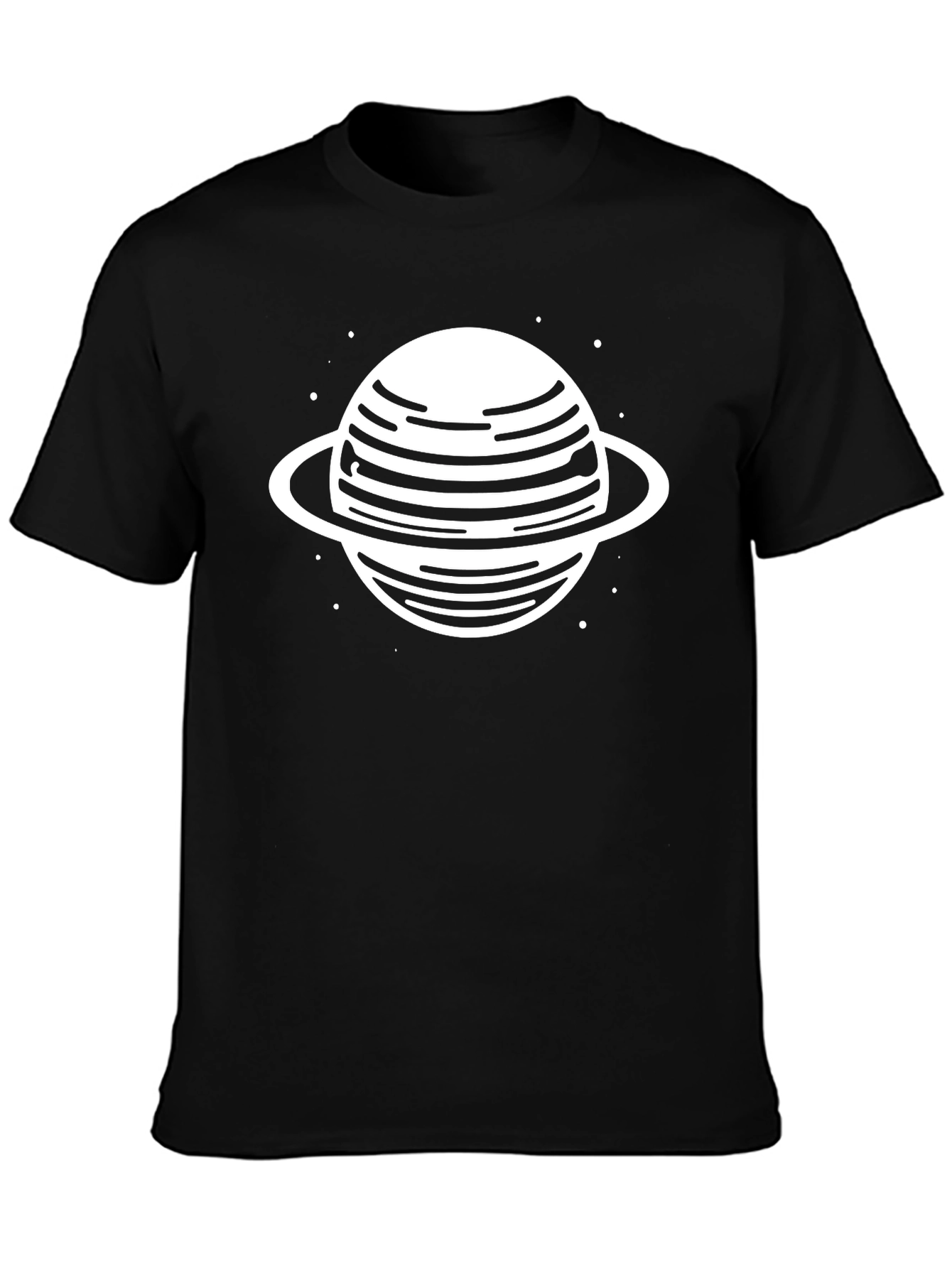 Saturn Graphic Tee - Trendy Black Cotton Blend T-Shirt