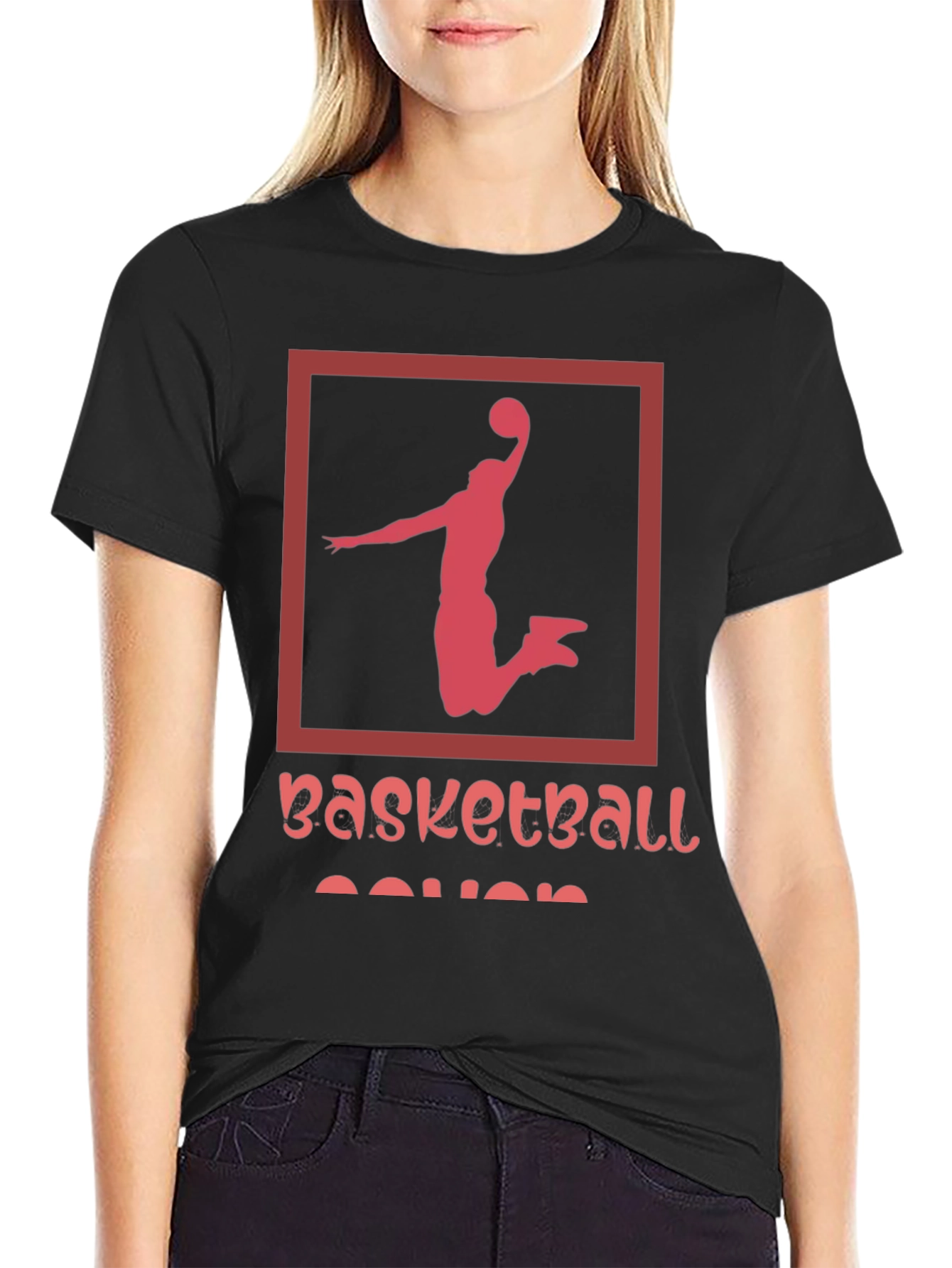 Basketball Player Graphic Tee - Black Cotton T-Shirt