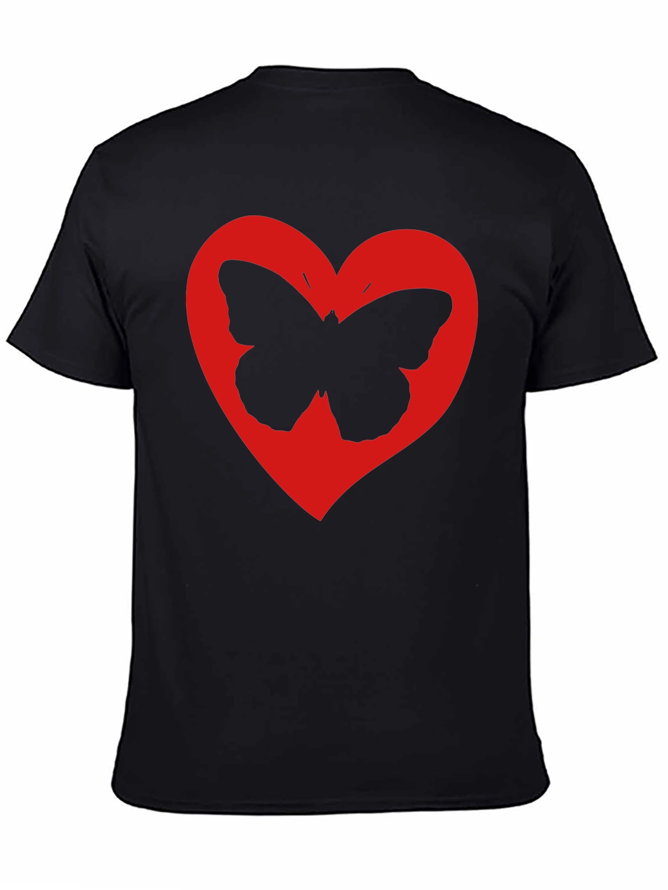 Butterfly Heart Graphic Black T-Shirt