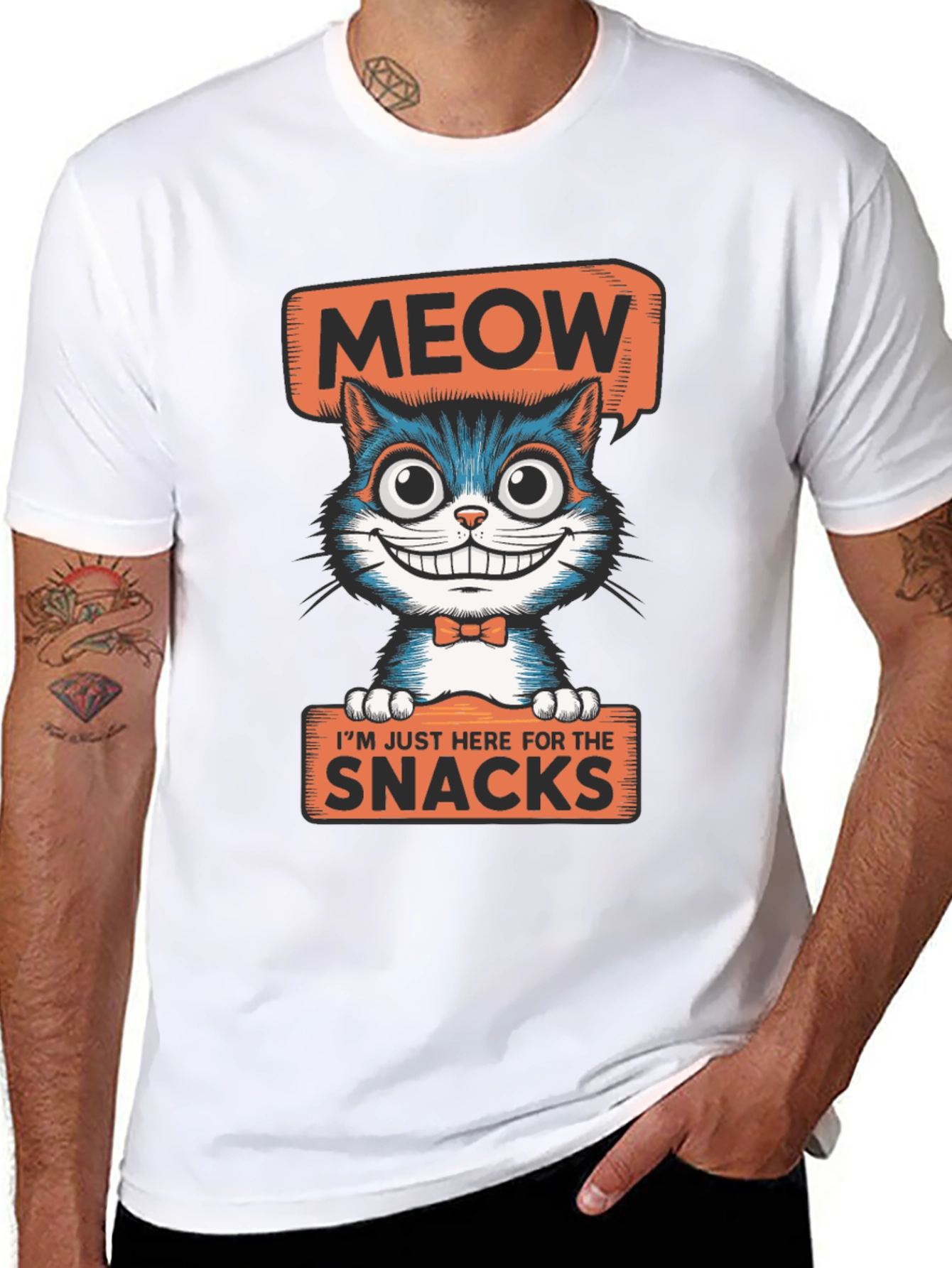 Meow Snacks Cat Graphic T-Shirt